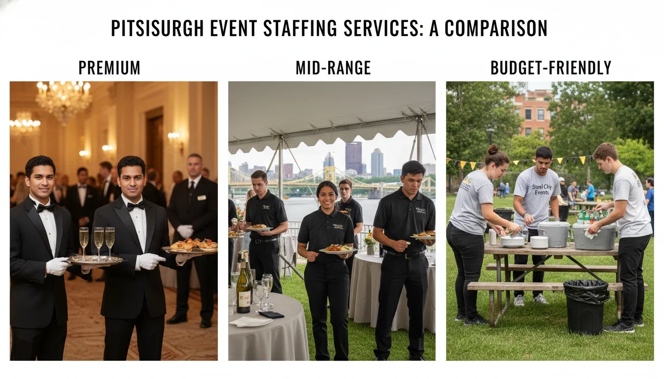 Comparison of event staffing services from premium to budget options in Pittsburgh
