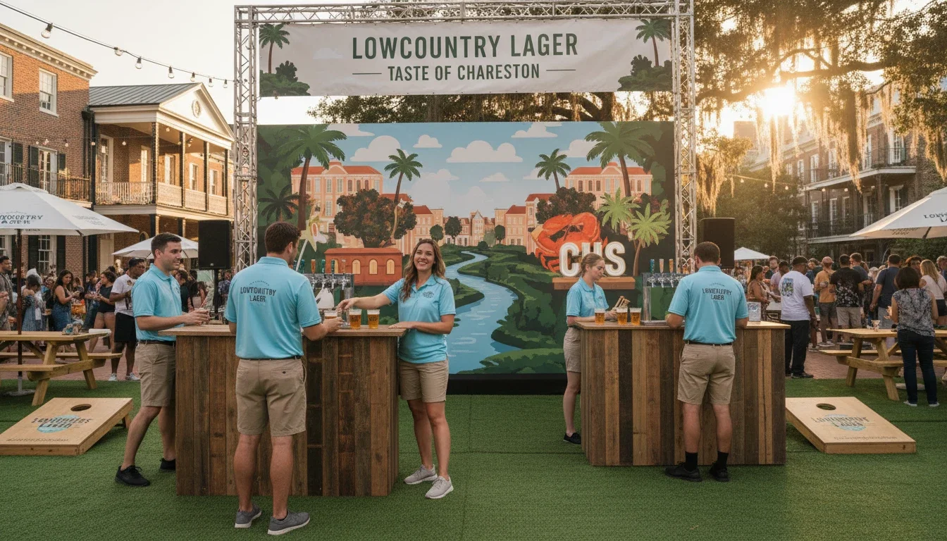 Promotional staff at an outdoor brand activation event in Charleston South Carolina