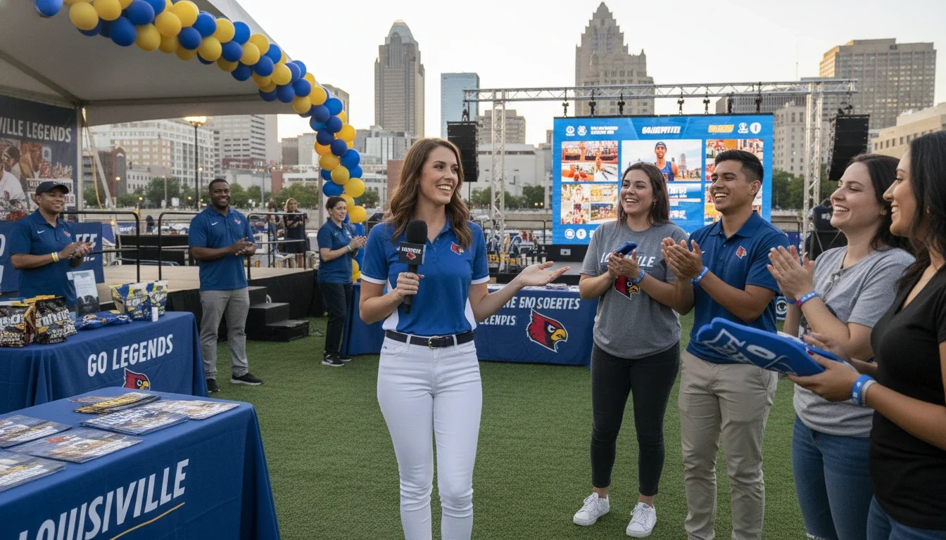 A brand ambassador engaging guests at a Louisville event activation