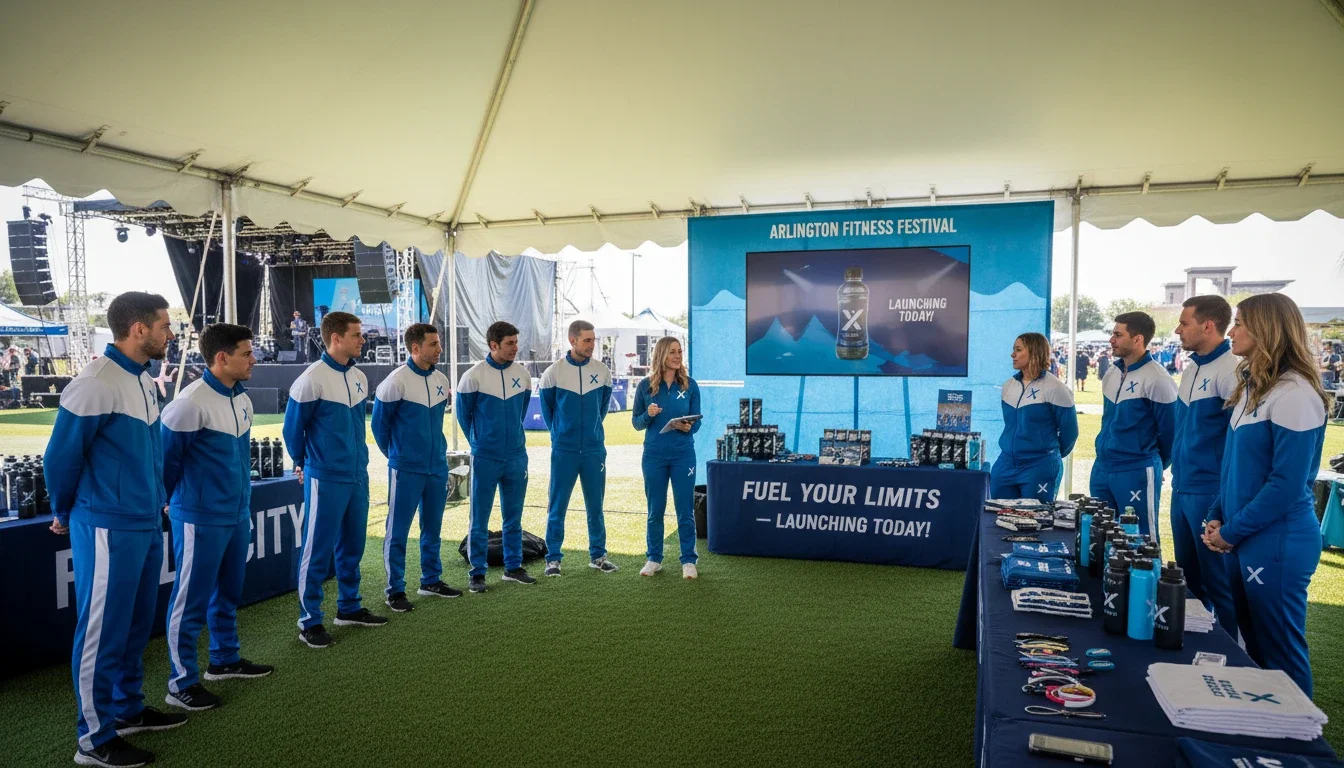 Brand ambassador team at event briefing Arlington Texas DFW