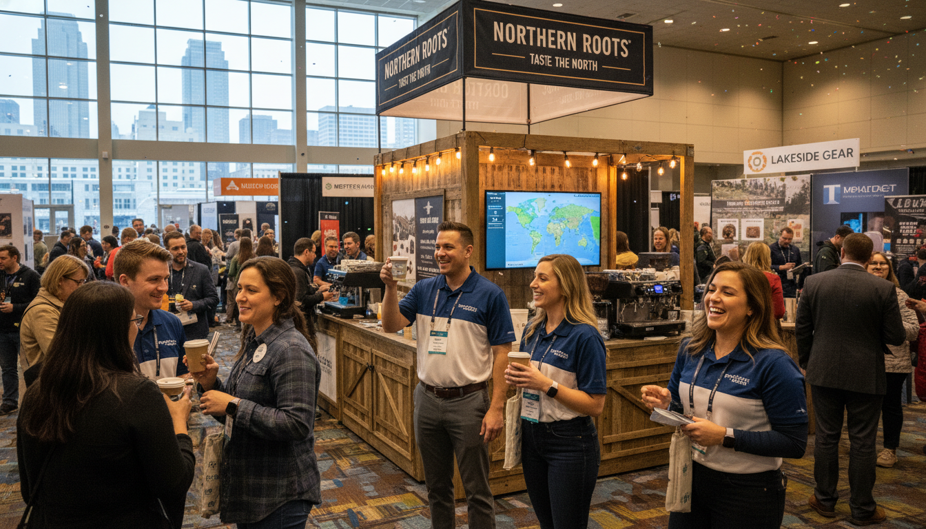Brand ambassadors engaging with attendees at a Minneapolis trade show