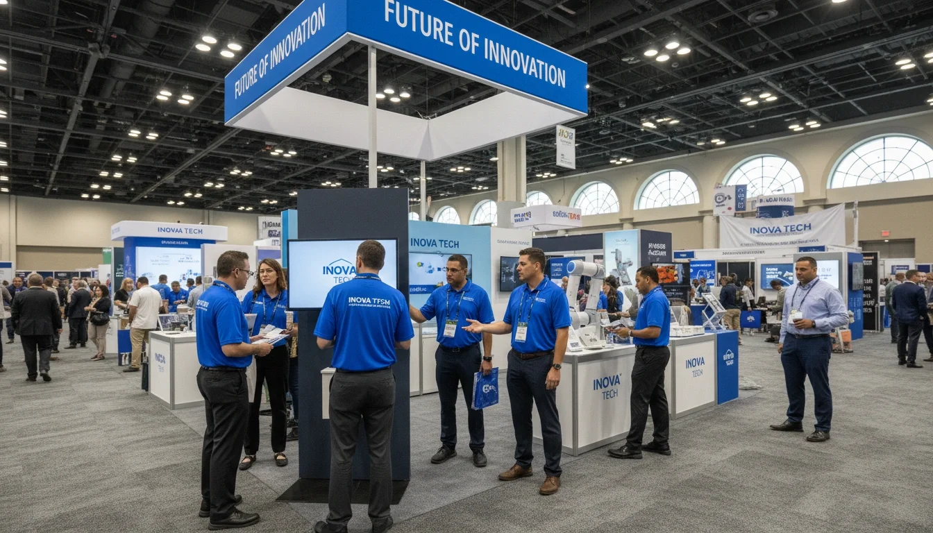 Professional event staff at a trade show booth in Anaheim Convention Center