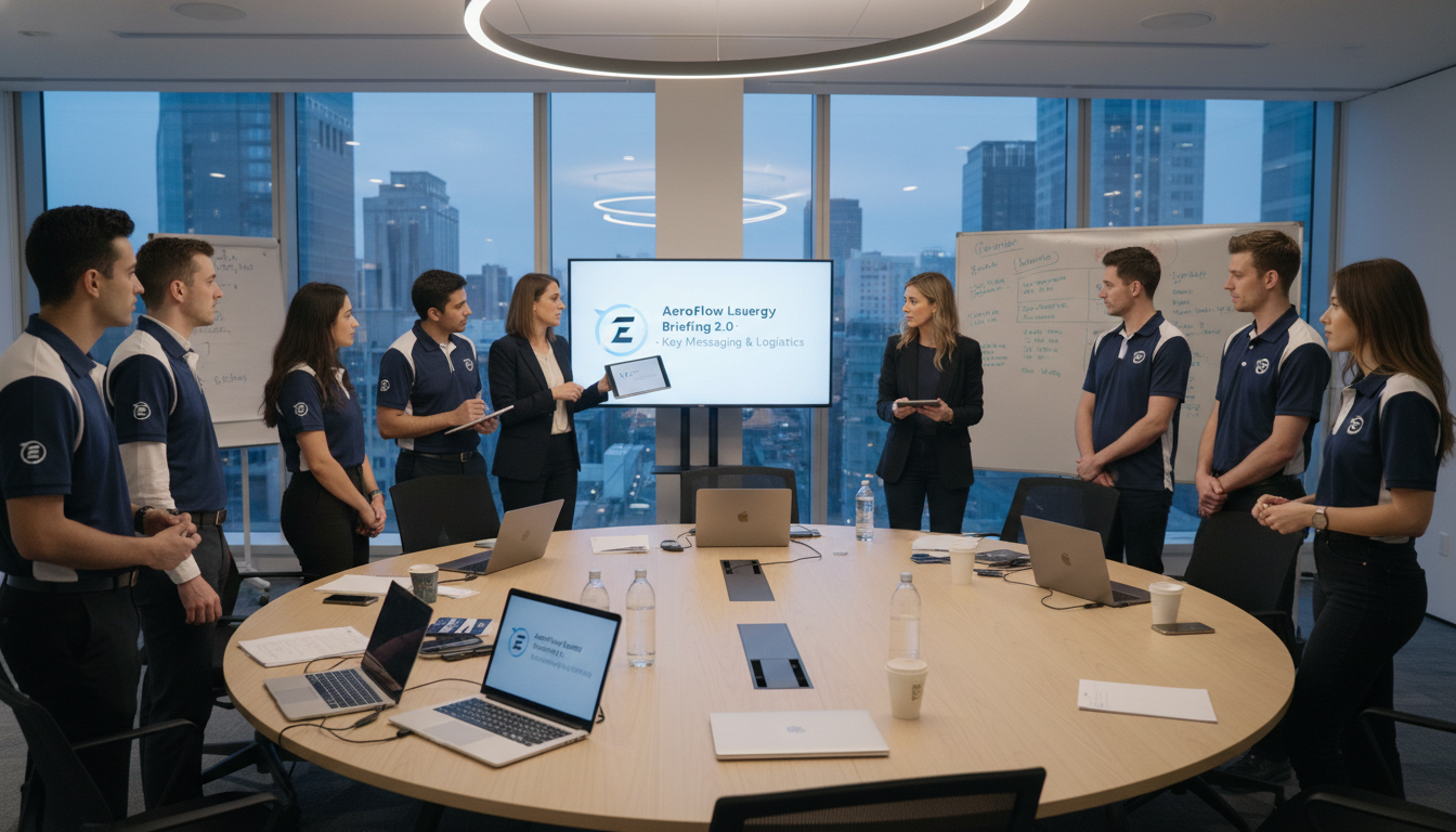 Brand ambassador agency team in pre-event briefing