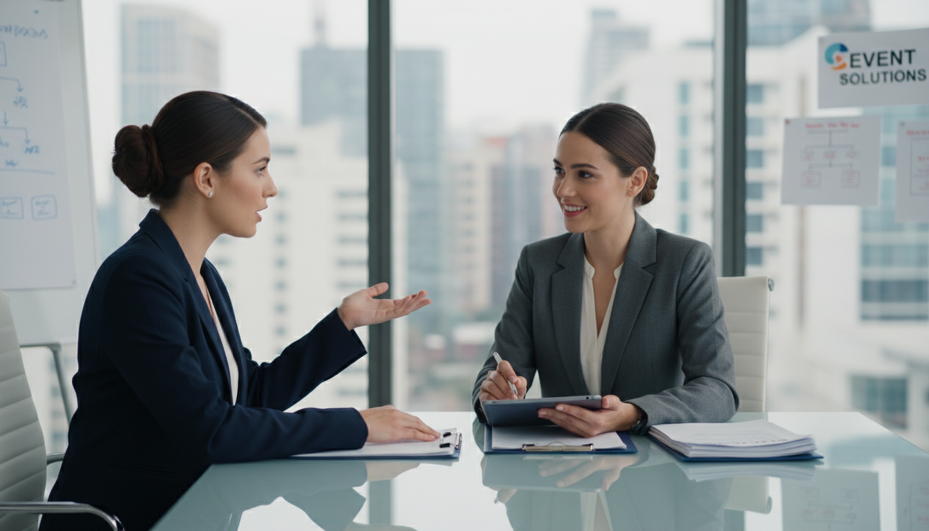 Event staffing agency interview process — applicant speaking professionally with a recruiter