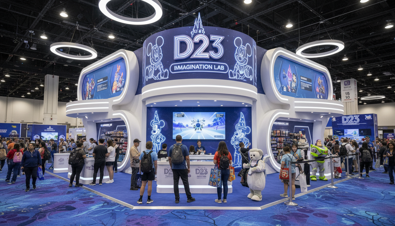 A branded activation booth experience on the show floor at D23: The Ultimate Disney Fan Event