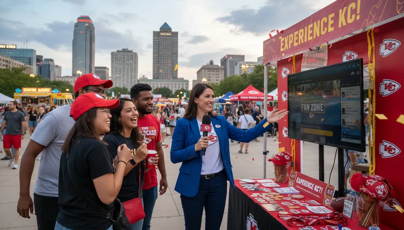 A professional brand ambassador engaging with consumers at a Kansas City event activation