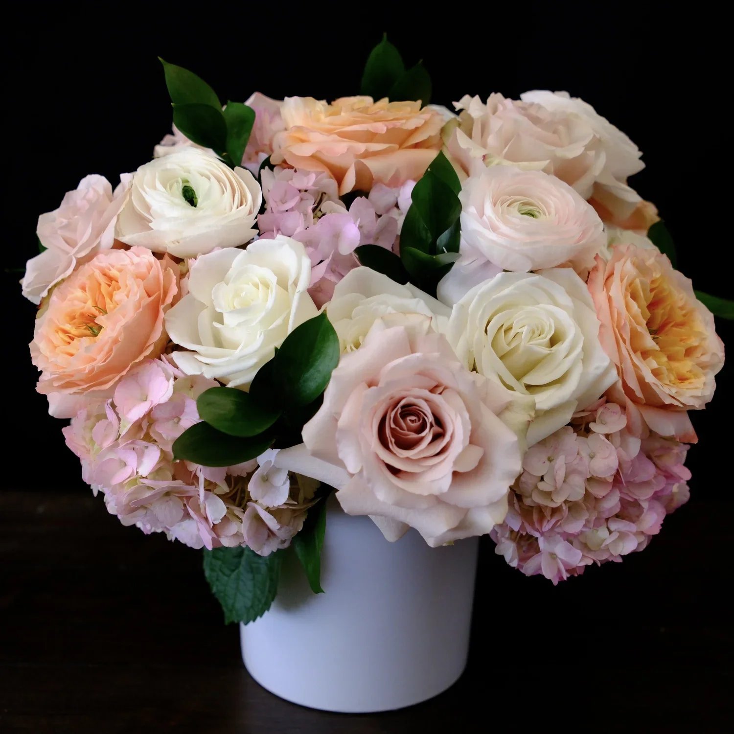 Apricot blush mixed arrangement