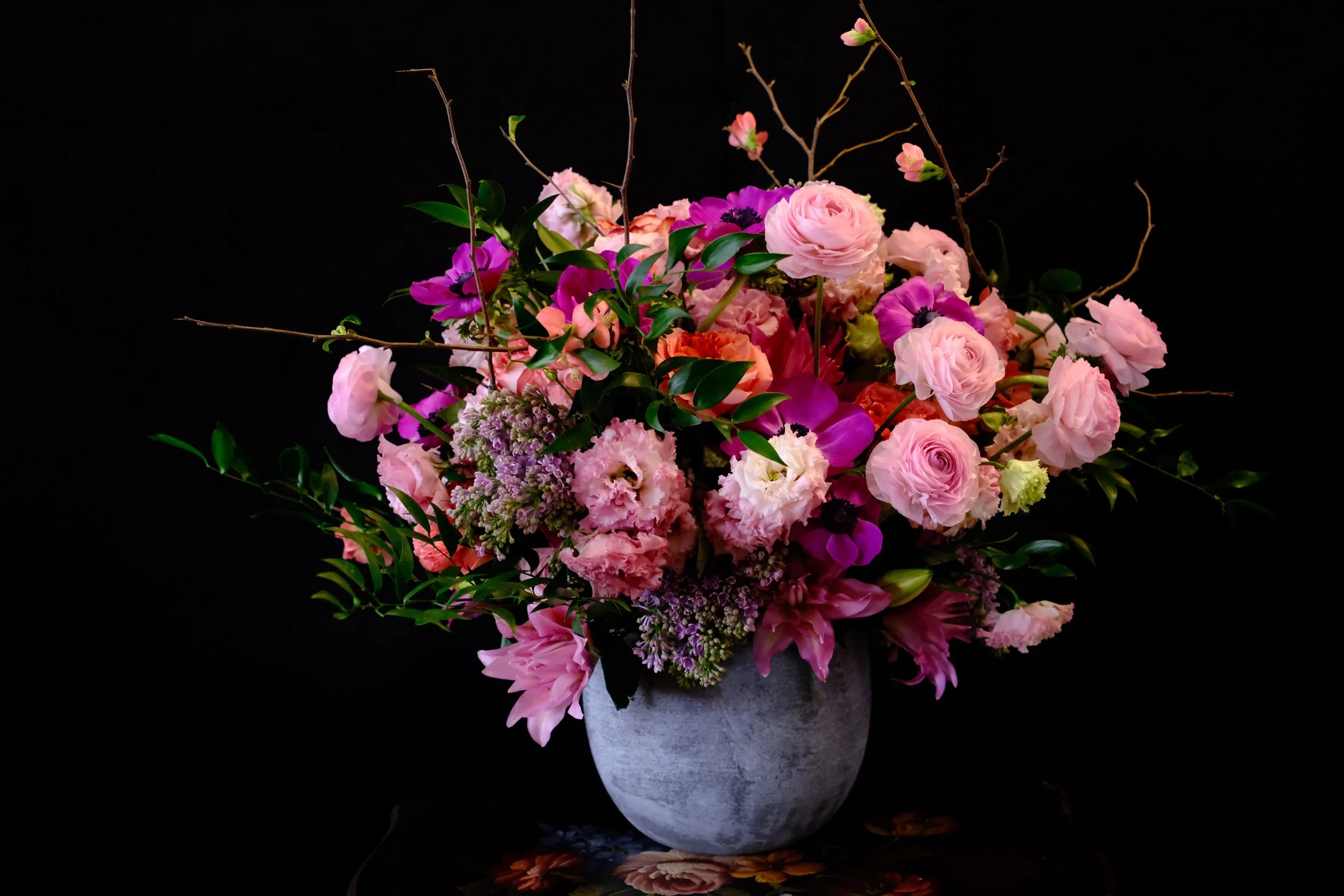 Seasonal mixed pink arrangements