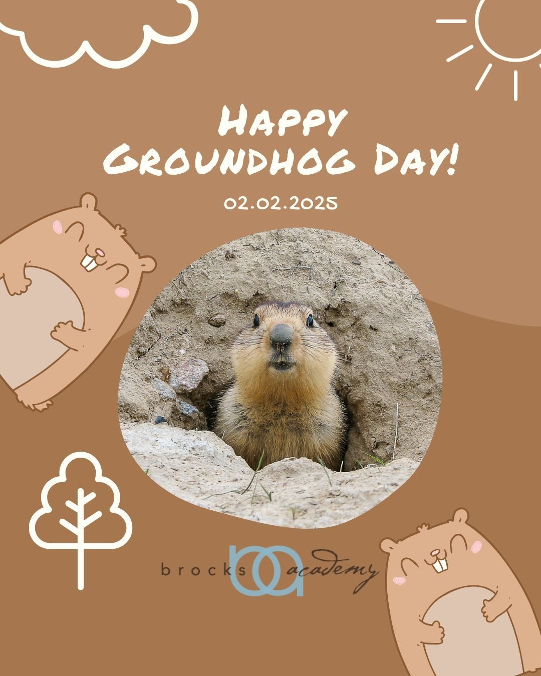 Will the groundhog see its shadow? ⏳ No matter the prediction, Brock&rsquo;s Academy is here to ensure bright futures all year long! 🌟 Whether it&rsquo;s six more weeks of winter or an early spring, learning never stops. ❄️📚🌷 
.
.
.
#GroundhogDay 