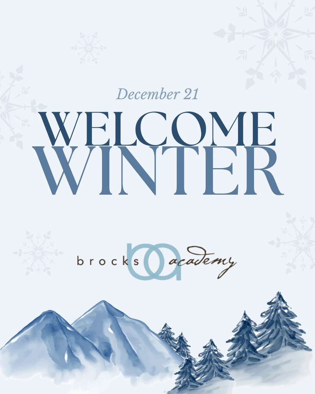 Winter is officially here. As we welcome the winter solstice, we celebrate a season of reflection, growth, and brighter days ahead. Wishing our Brock&rsquo;s Academy families a cozy and joyful start to winter.
.
.
.
#HelloWinter #HappyWinter #WinterS