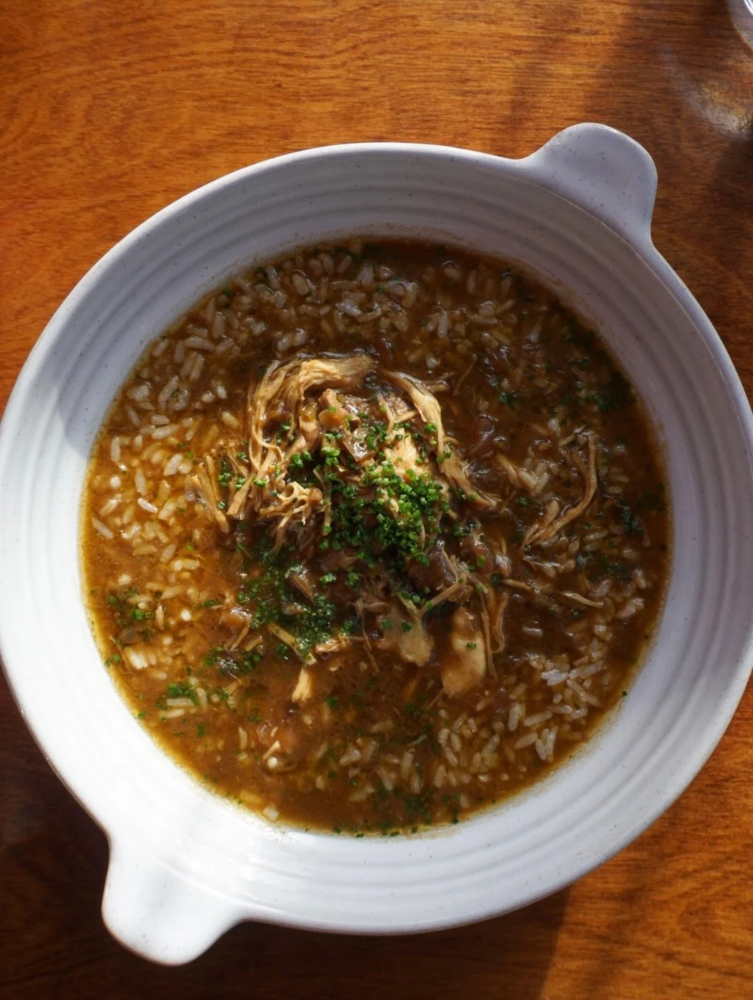 The perfect season for gumbo. Currently with tasso ham, capon and carolina gold rice. New to lunch!