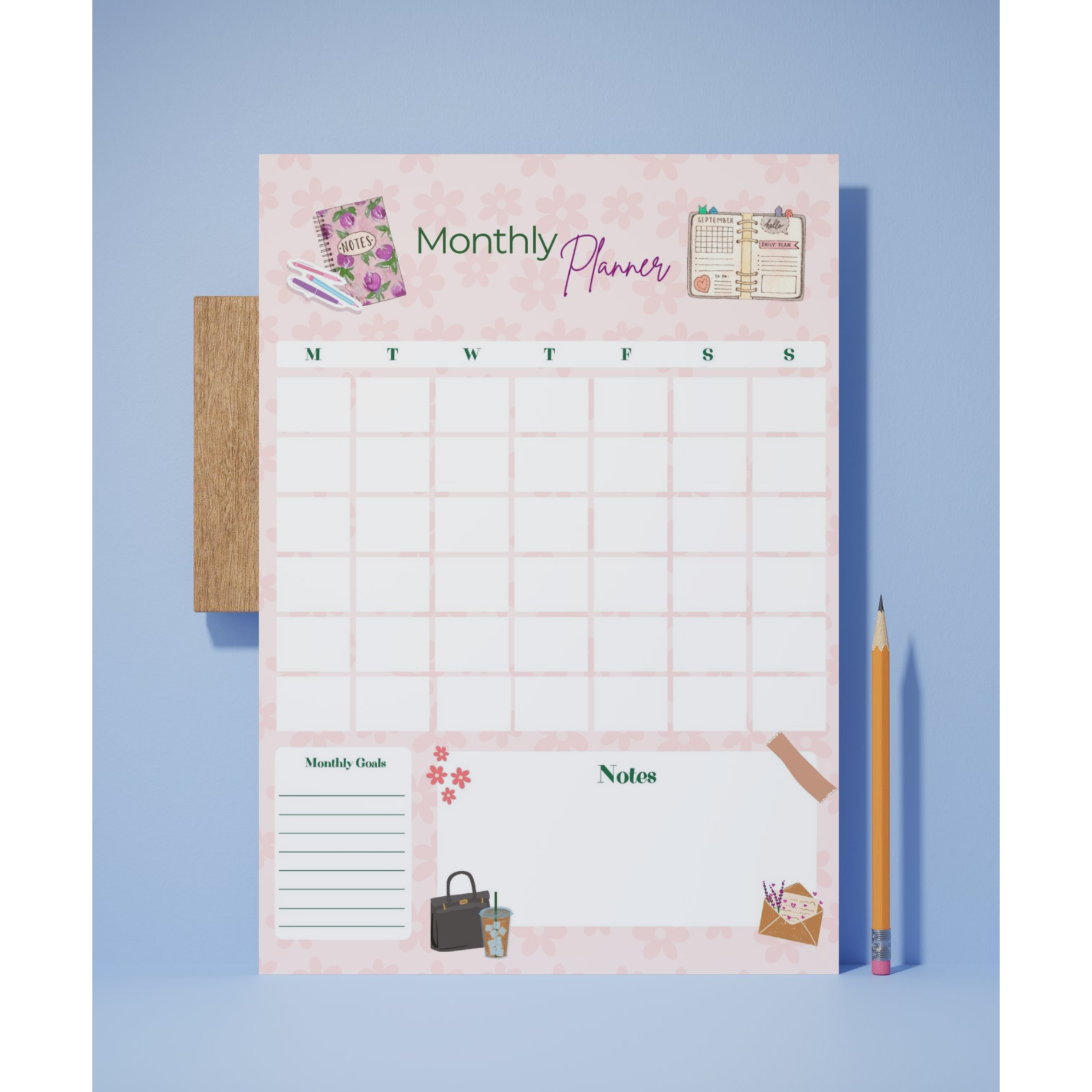 Printable monthly planner page designed to keep you organized.