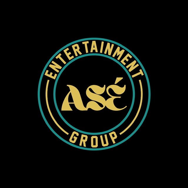 Logo with the text 'Entertainment Group' surrounding the initials 'AÉ' in a circular design on a black background.