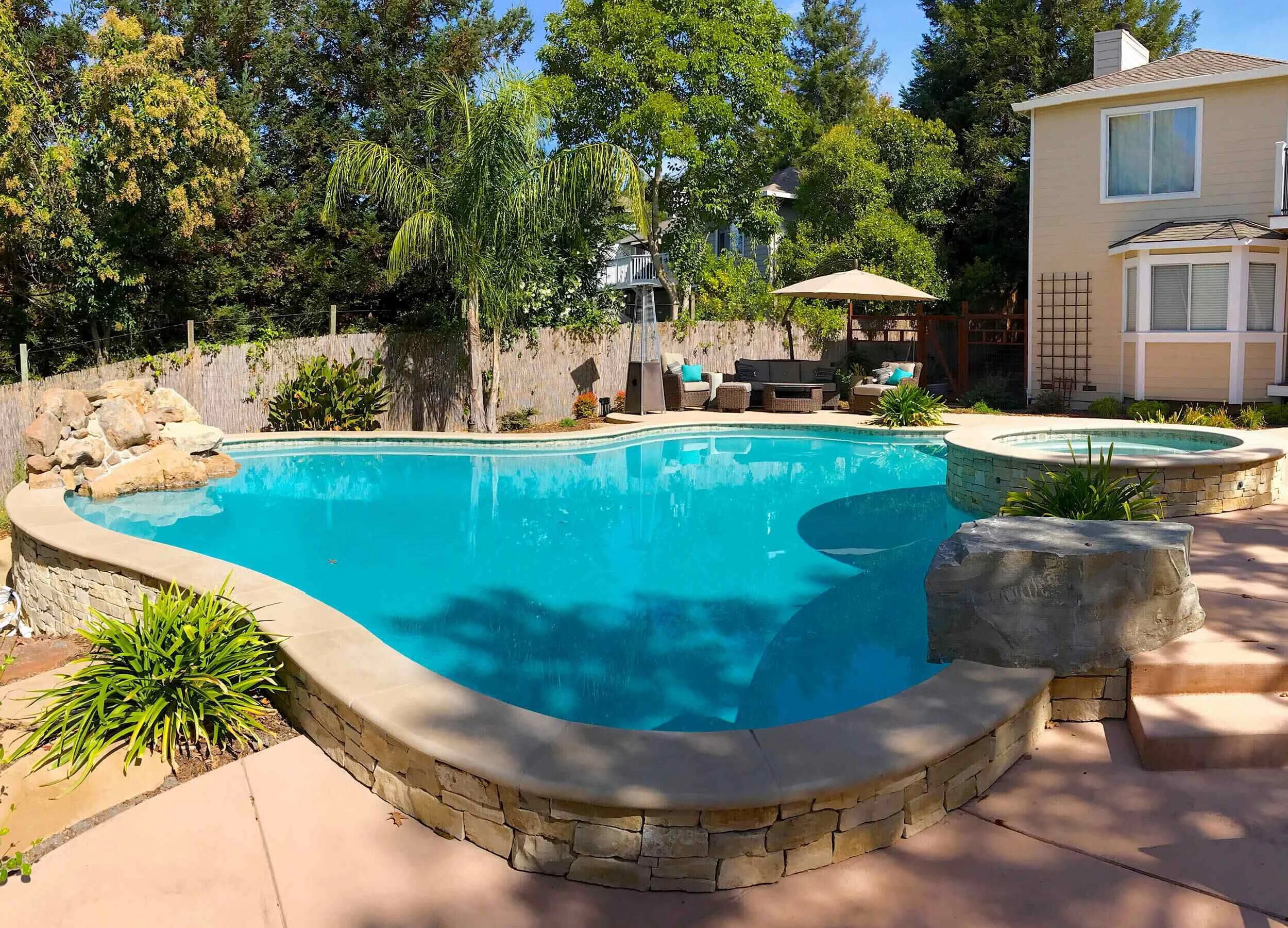 Backyard pool and spa at a residence