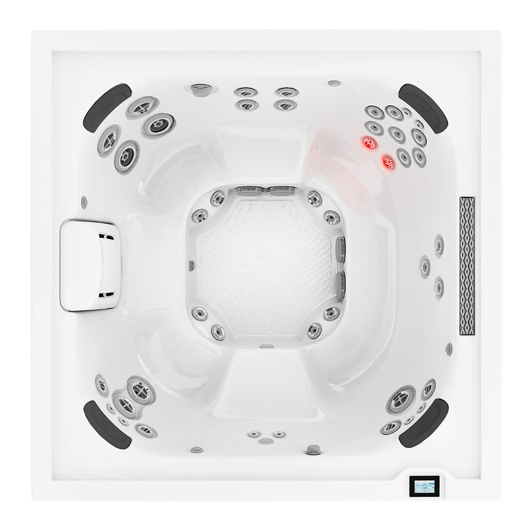 Overhead view of Jacuzzi® J408L™ hot tub interior