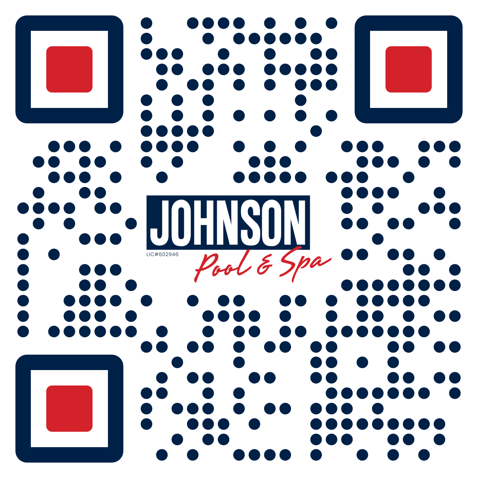 QR code to scan to leave a Google Review for Johnson Pool & Spa's Windsor, CA store location.