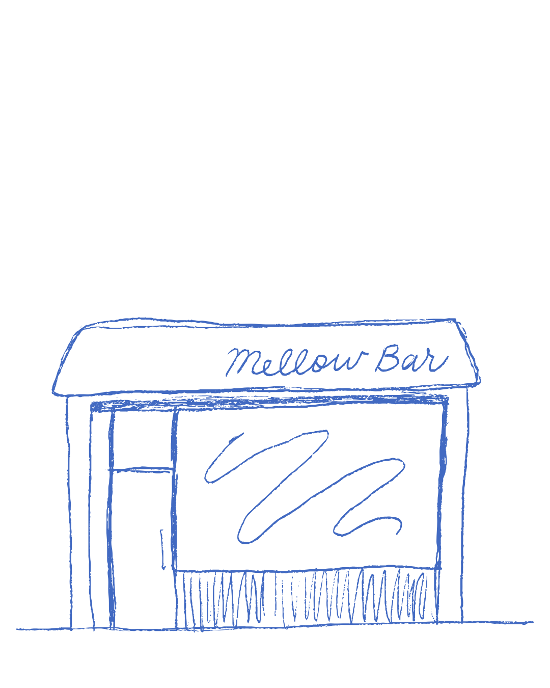 An illustration of Mellow Bar's nail salon located in SoHo, New York City.