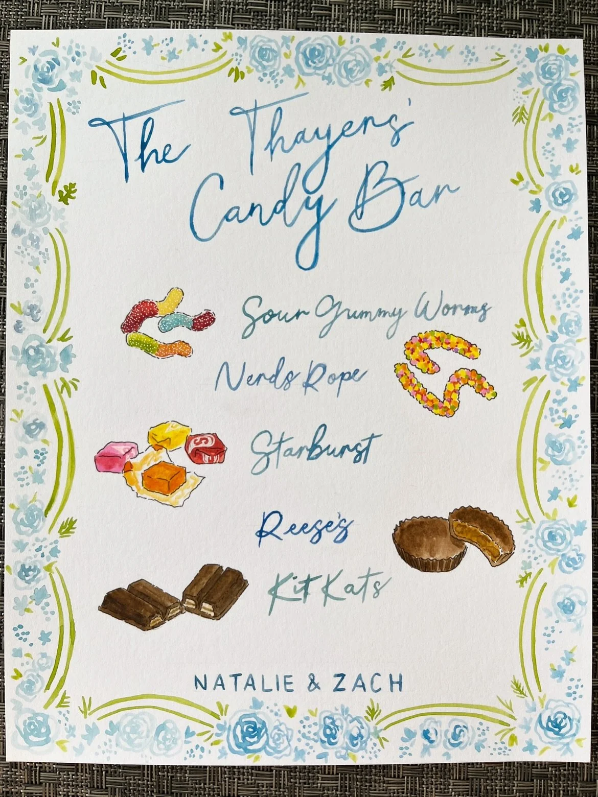 Fun little project- I love getting to make the vision for your details come to life! (I think I could illustrate sour gummy worms all day)

contact me for custom artwork like these handpainted watercolor wedding signs and candy bar sign 💓

www.artby