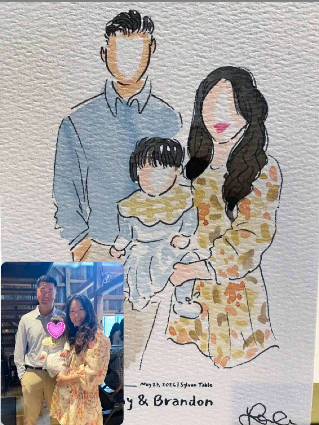 Feelin light springy vibes with pastels, florals, and cutie lil patterns in these lil watercolor portraits of S &amp; B&rsquo;s wedding 😻 @sylvantable 

Contact me with your date and location for live guest illustration (and live wedding painting!) 