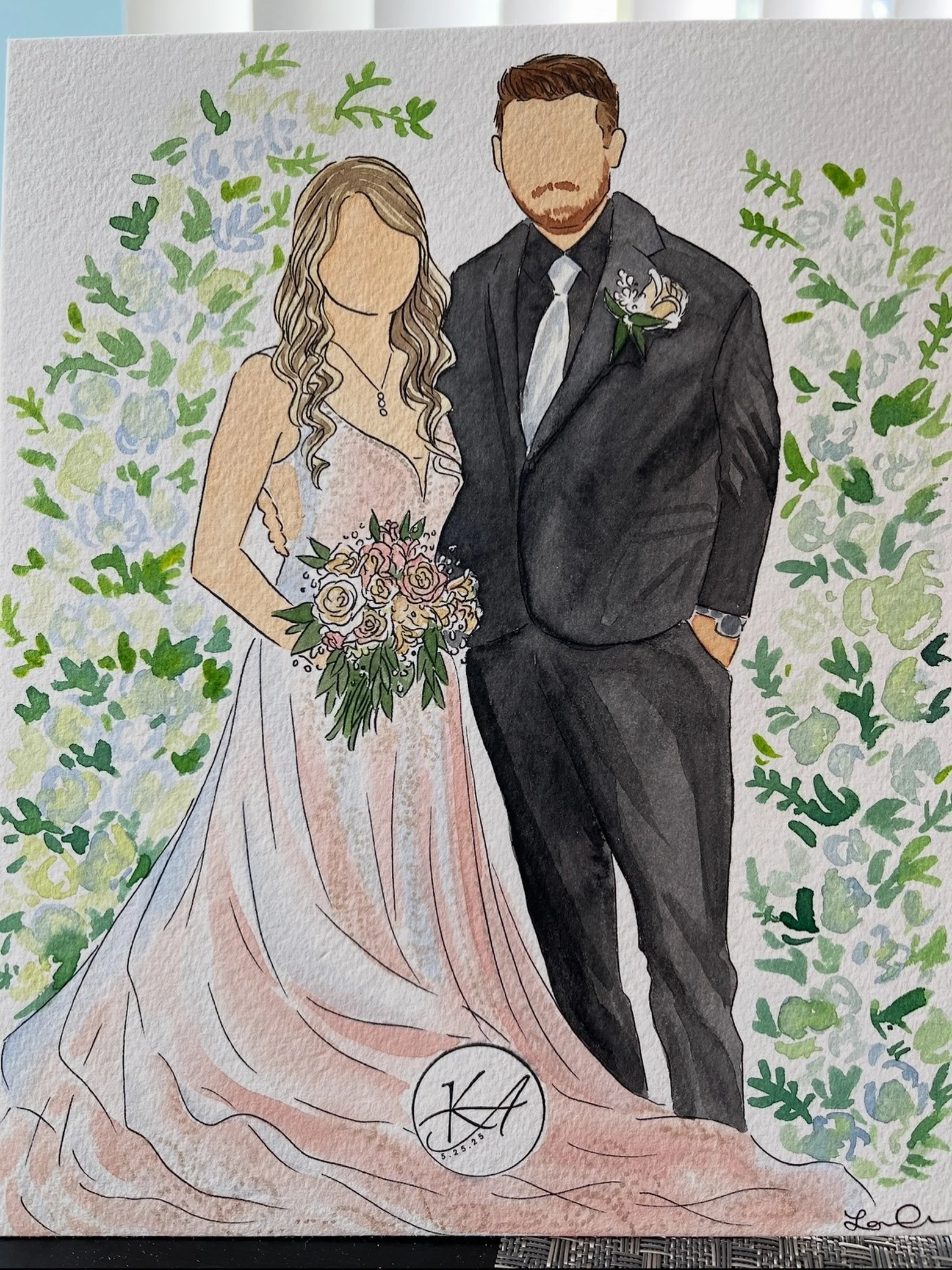 Happy one year anniversary to A &amp; K 💍 a stunning night from start to end! 💕 can&rsquo;t wait to return to this beautiful venue this year! 

www.artbylaurenwu.com

#michiganwedding #detroitwedding #liveillustrator #weddingpainter