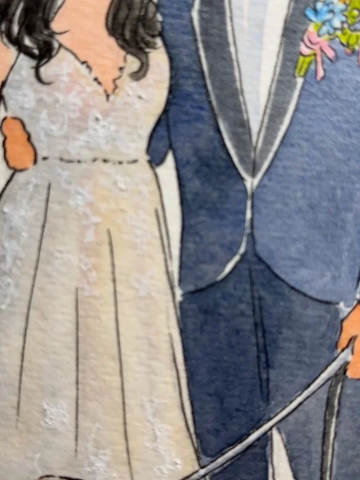 Catching up on wedding artwork, watercolor portrait edition. This newlywed painting with their adorable dogs, and beautiful guests from this lovely July wedding finished in studio 💗

Www.artbylaurenwu.com

#michiganwedding #liveillustration #livegue