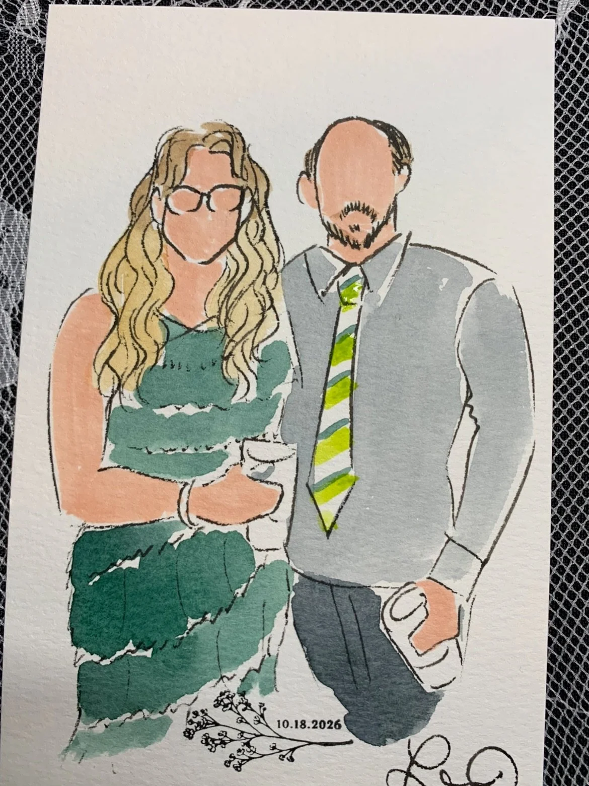 The guests who didn&rsquo;t get a live portrait painted don&rsquo;t have to be&hellip; 💚green💚 with envy! 

Most artists can illustrate about 6-8 couples on average per hour. But generally speaking your guest list as much larger than that. Many of 