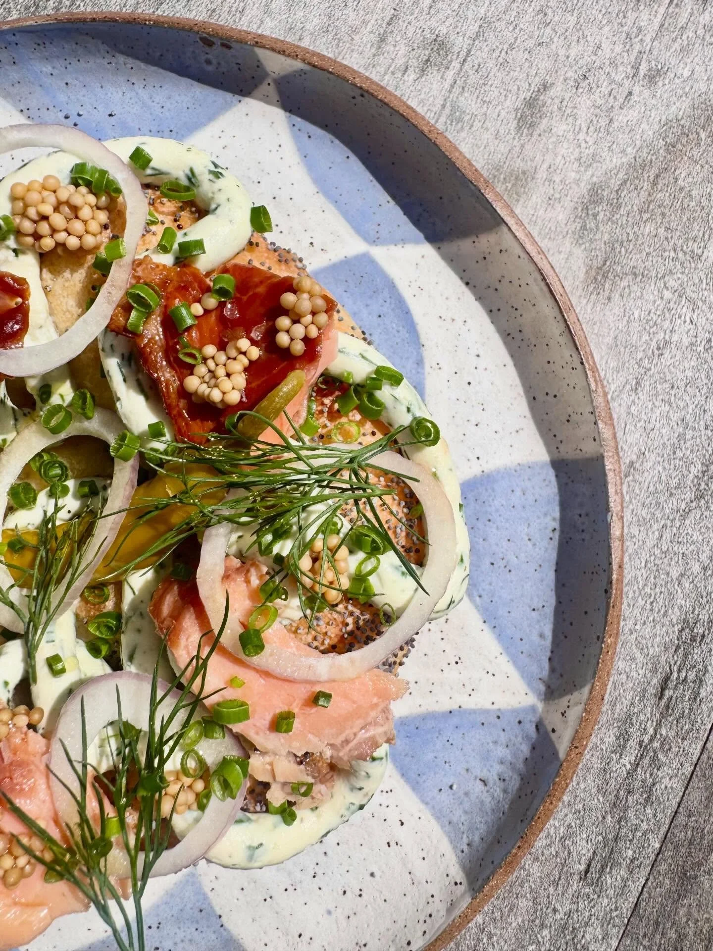 bialys on fridays

smoked rainbow trout, chive schmear, &amp; pickled stuff

fresh baked by @secretbaker.y