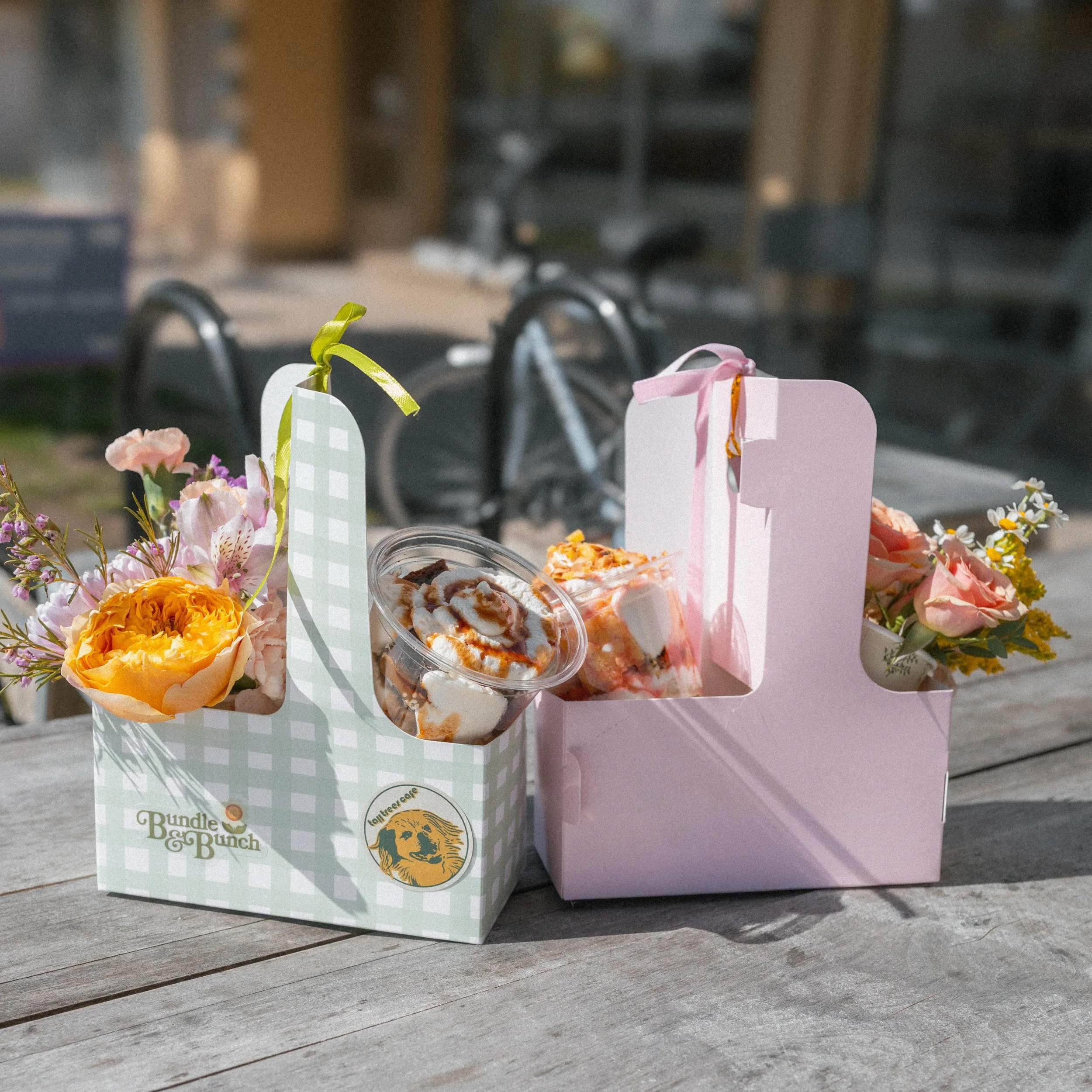 this saturday we&rsquo;re teaming up with our pals at @bundleandbunchco to make these cute lil mini bouquet and trifle combos. if you want you can dm to preorder them or just walk in and grab one off the counter. each mini bouquets comes with a choic
