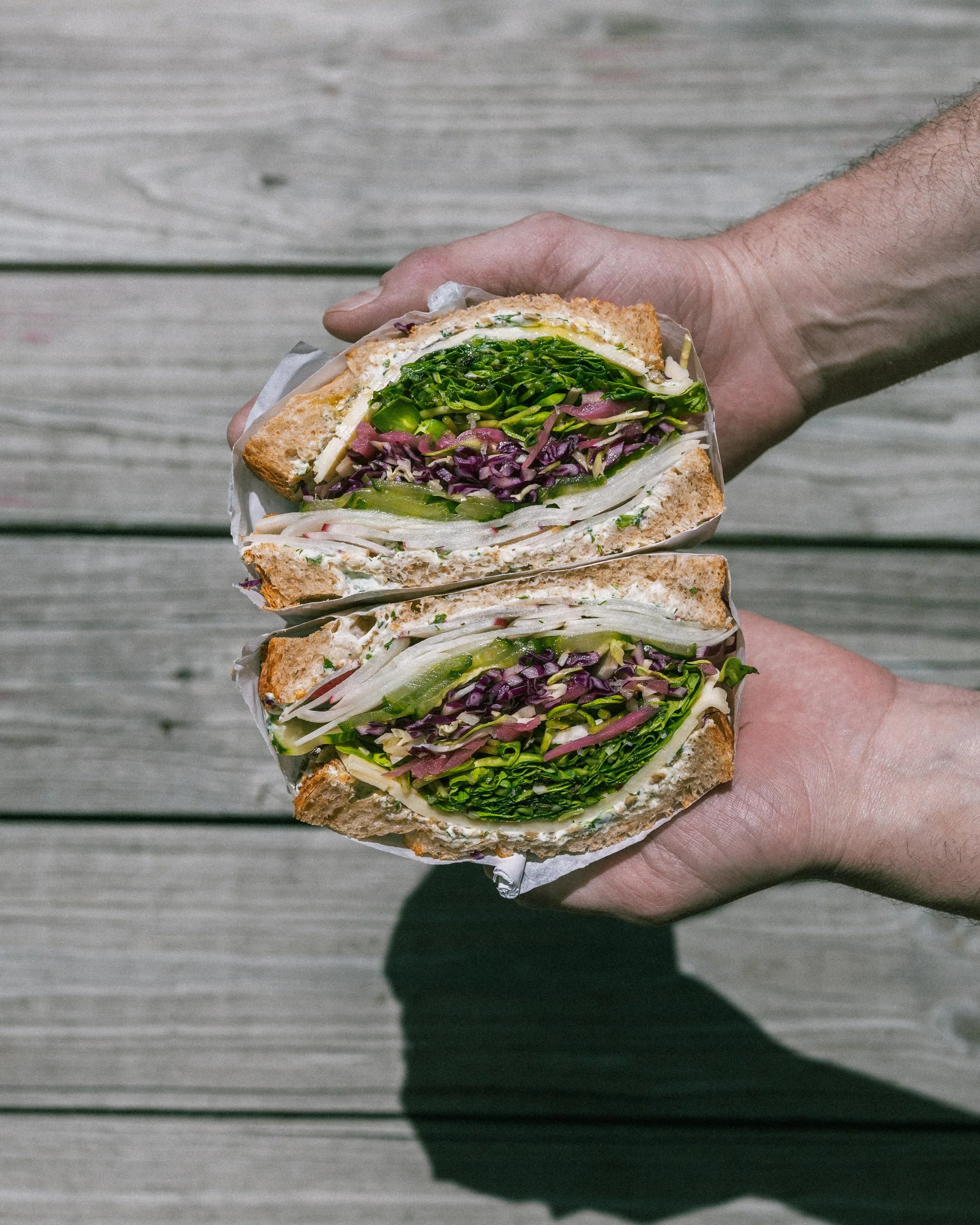 shaved veggies, farm greens, sprouts, herby ch&egrave;vre, all dressed with that jewel of the midwest @garlic.expressions 

the grateful kev is a sunshine daydream