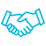 Icon of a handshake in blue