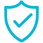 Blue shield with a check mark inside