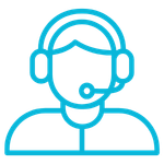 Outline of a person wearing a headset with a microphone