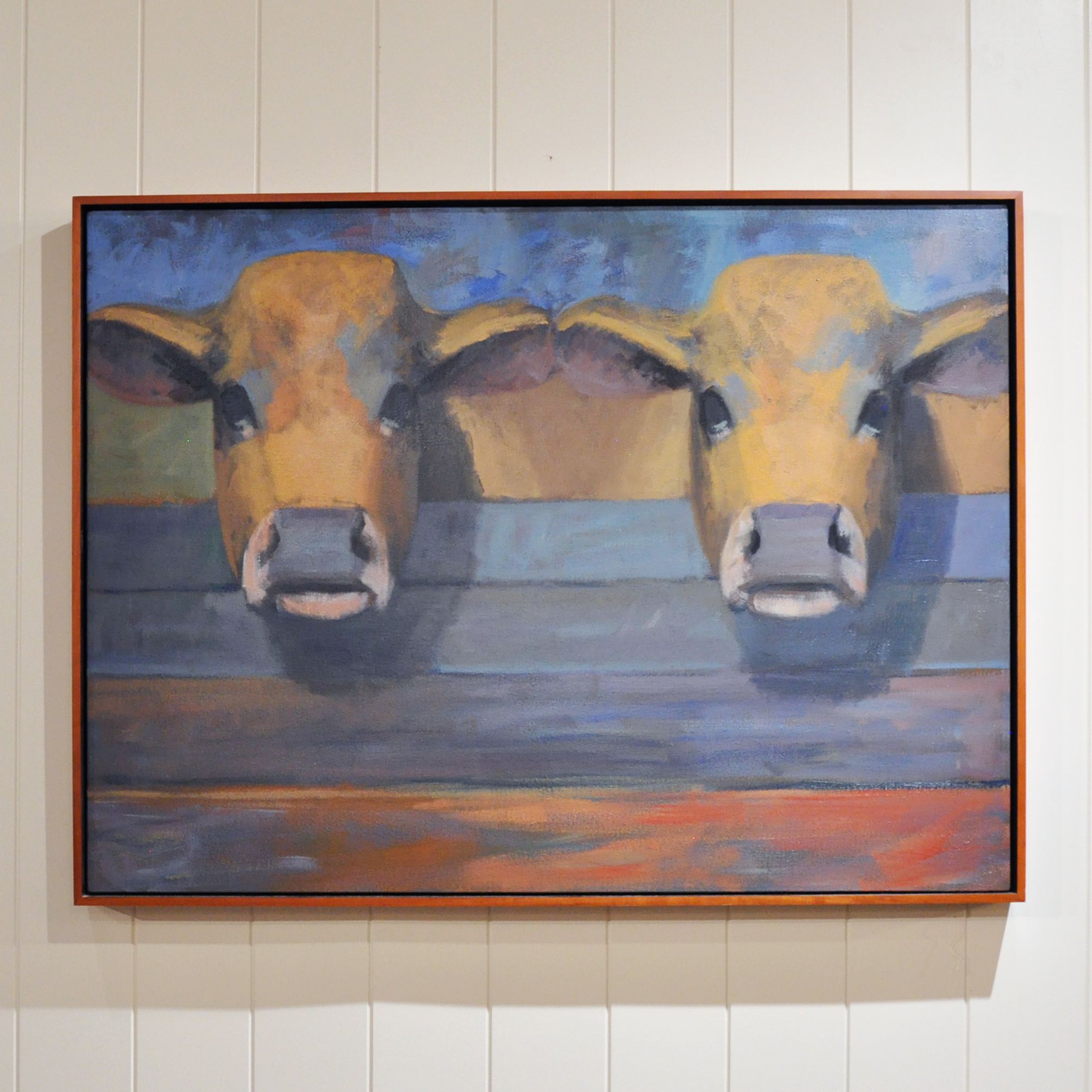 George A. Peterson (American, 1943-2008), Pair of Cows, Oil on Canvas, Frame: 41” x 31”