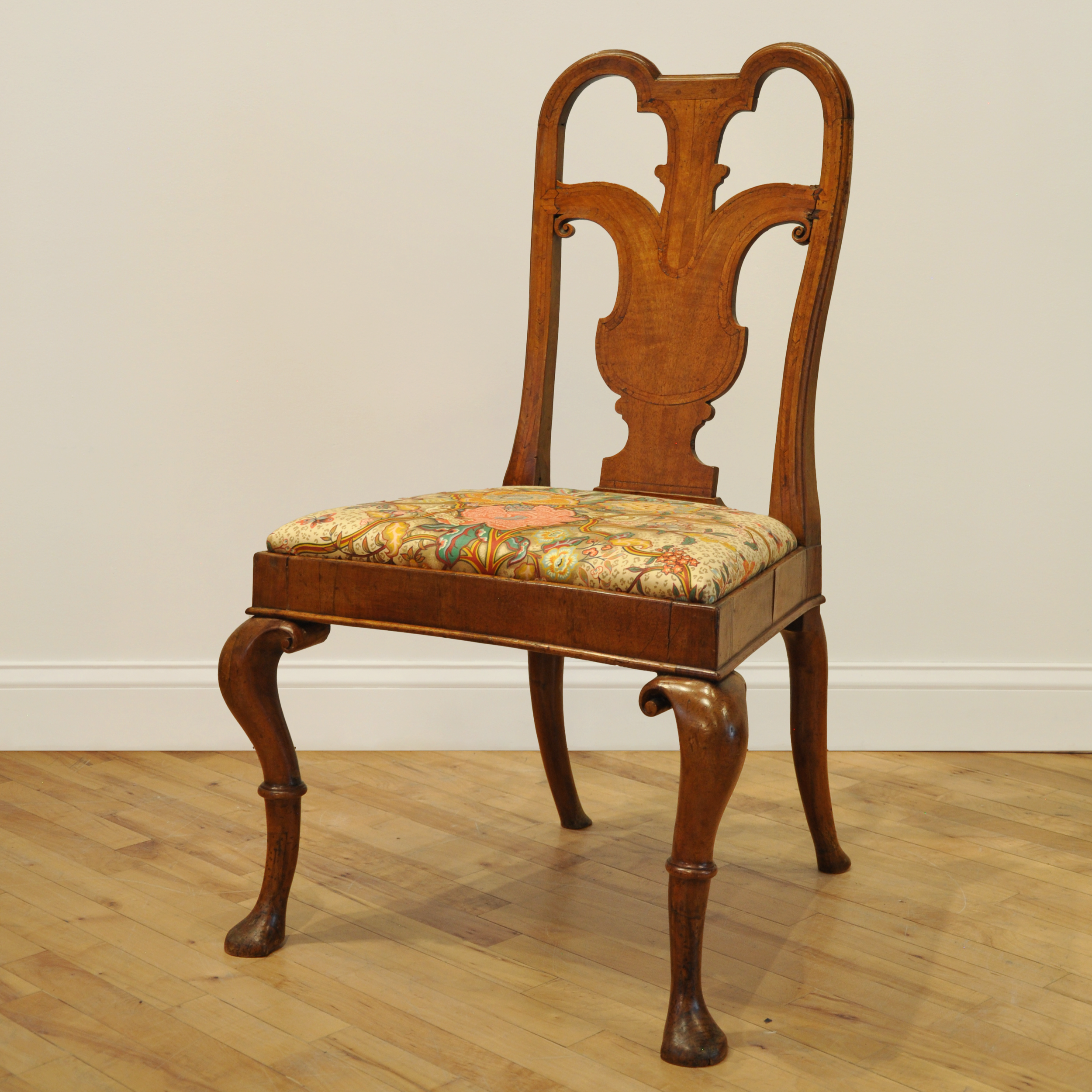 18th C. Continental Side Chair with Inlaid Back