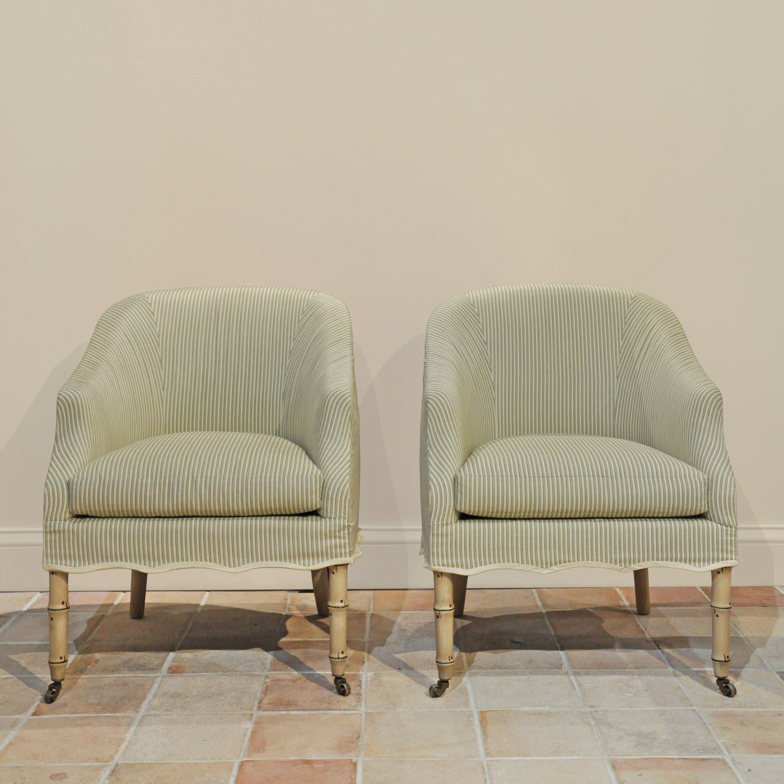 Pair of Tub Chairs with Faux Bamboo Legs
