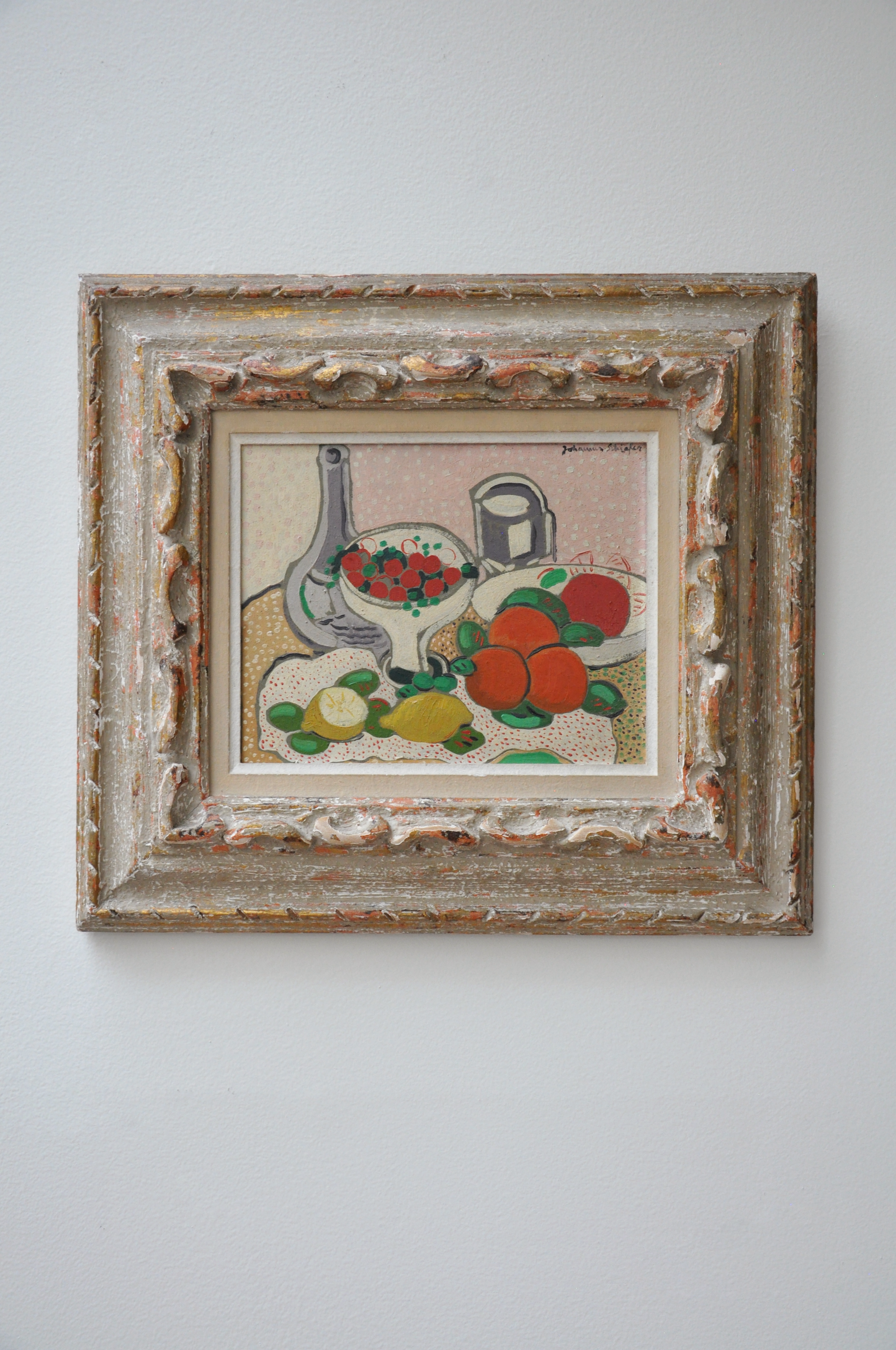 Johannes Schiefer (Dutch-American, 1896-1979), Still Life with Fruit, Oil on Board, 17.5" x 15.75"