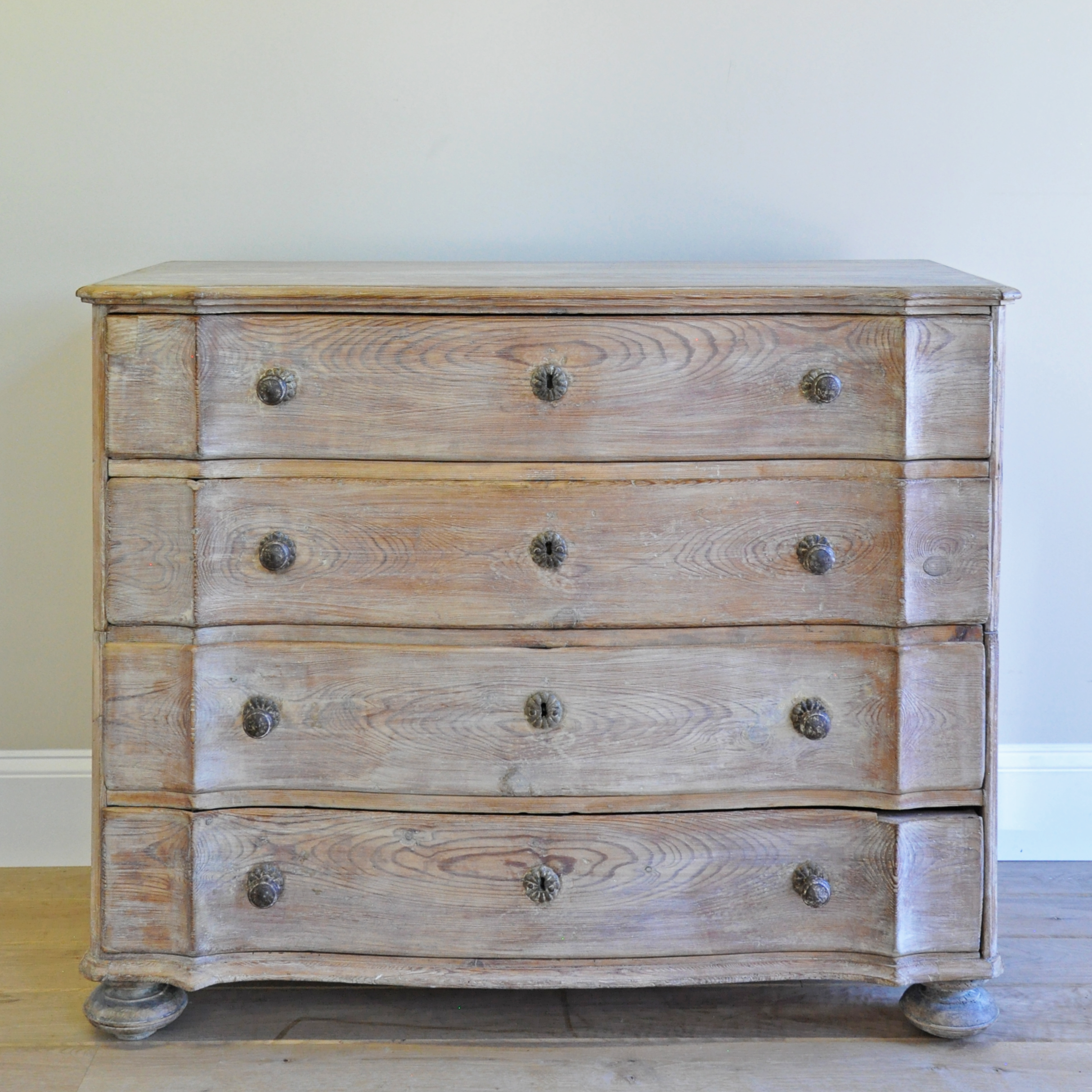 18th Century Danish Two-Part Limewash Serpentine Front Commode