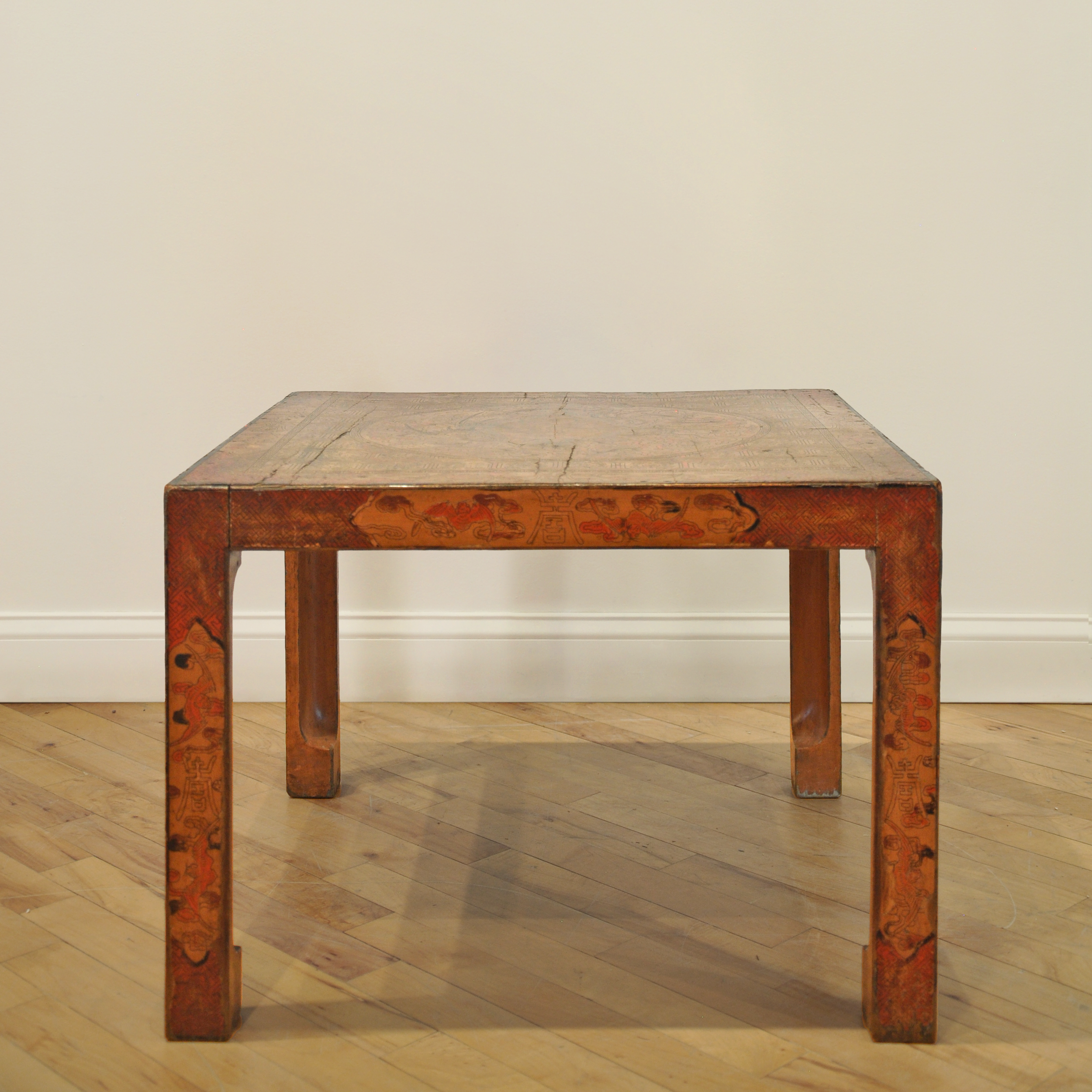 19th Century Chinese Lacquered Square Low Table