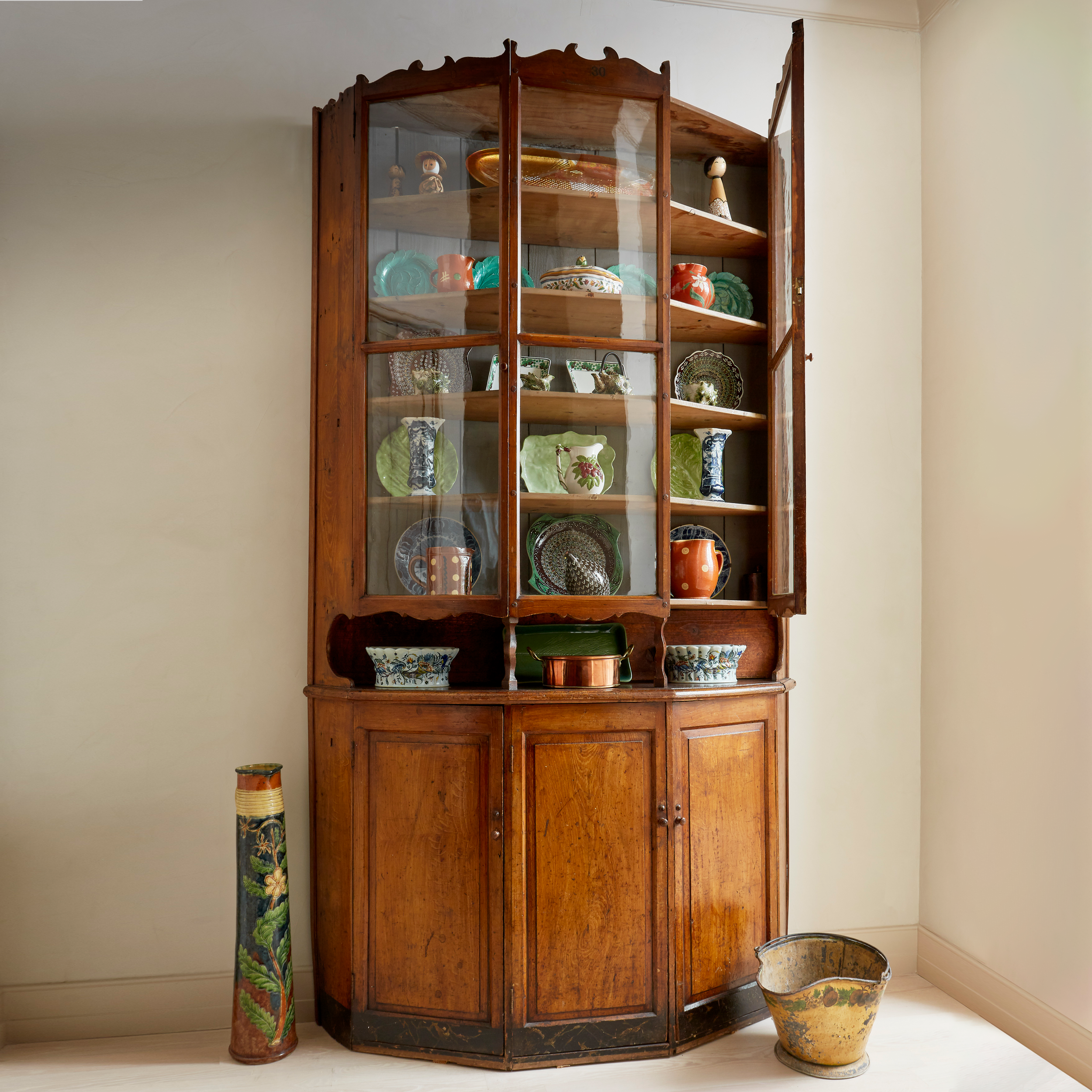 French Herbier Cabinet with Faceted Sides, Circa 1890