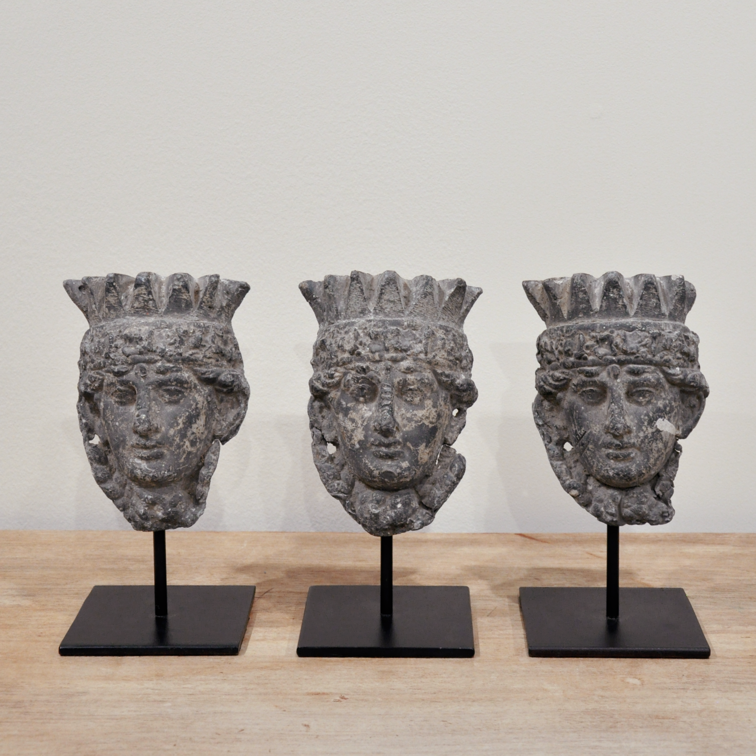 17th Century English Cast Lead Architectural Fragments on Contemporary Metal Stands