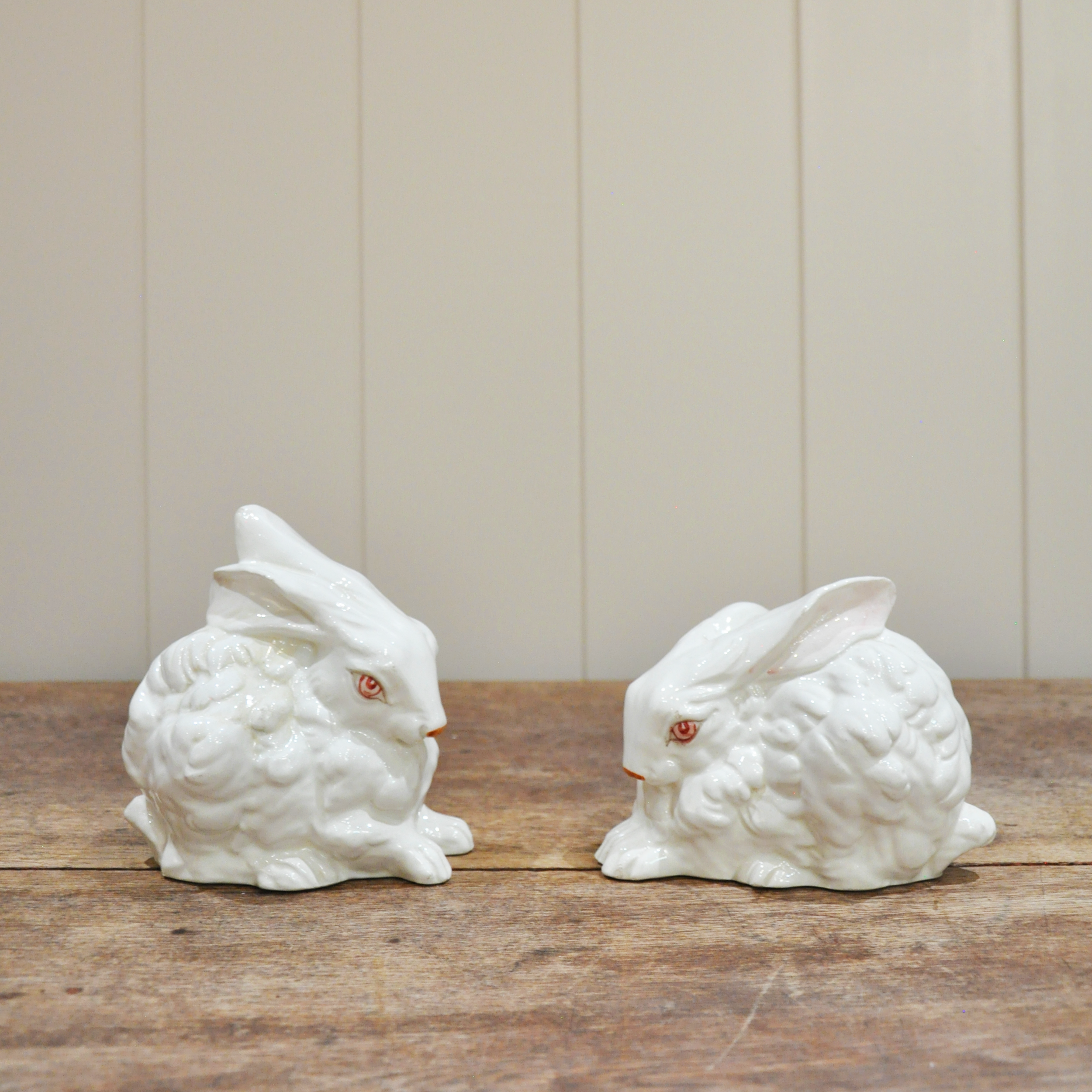 Pair of Late 20th Century Italian Hand Painted Angora-Style RabbitS