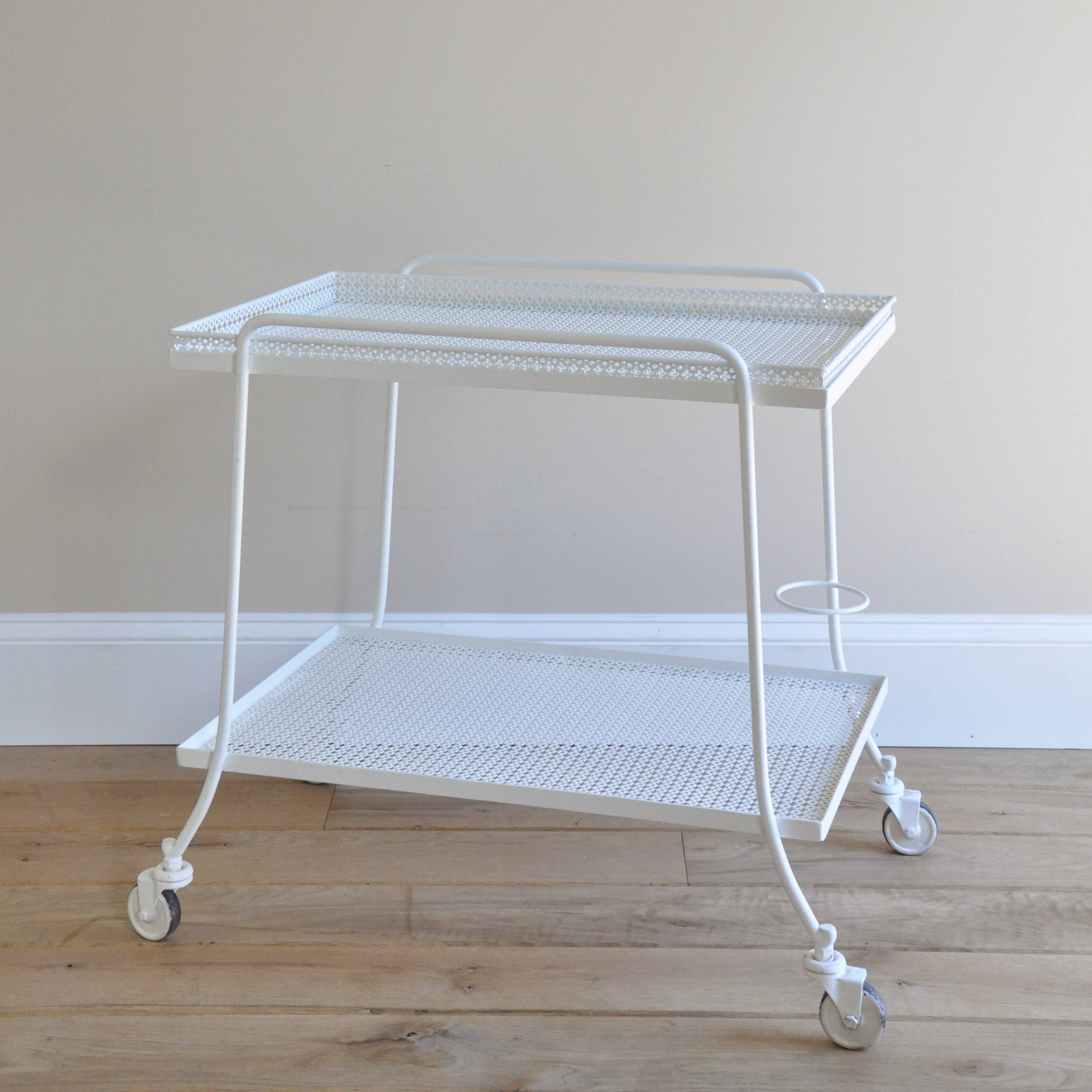 Mathieu Matégot Metal Bar Cart with Clover Design, 1950s