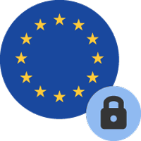 Europäische Union Flagge mit Vorhängeschloss, symbolisiert Datenschutz oder Sicherheit.