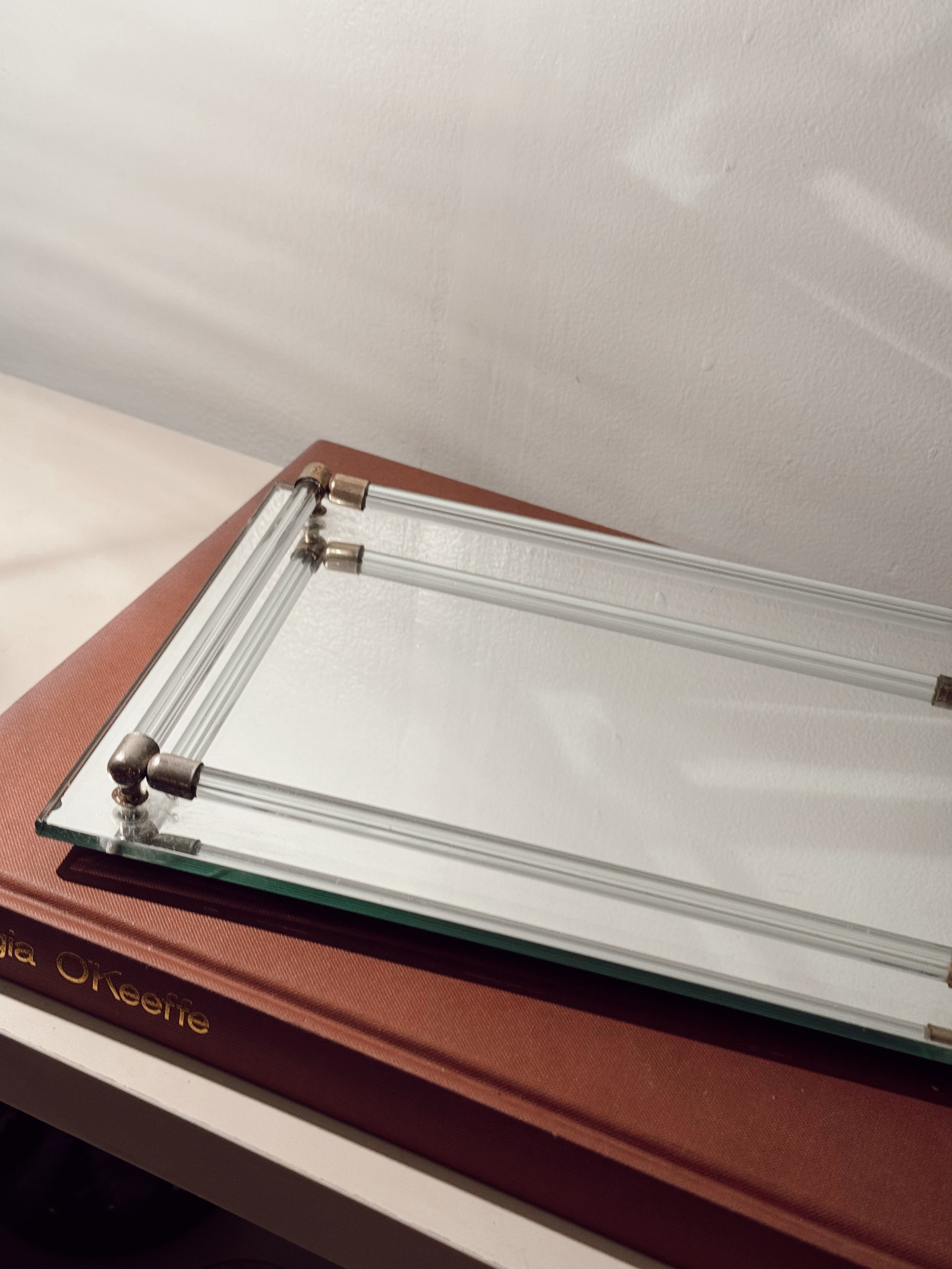 Lucite and Glass Mirror Tray