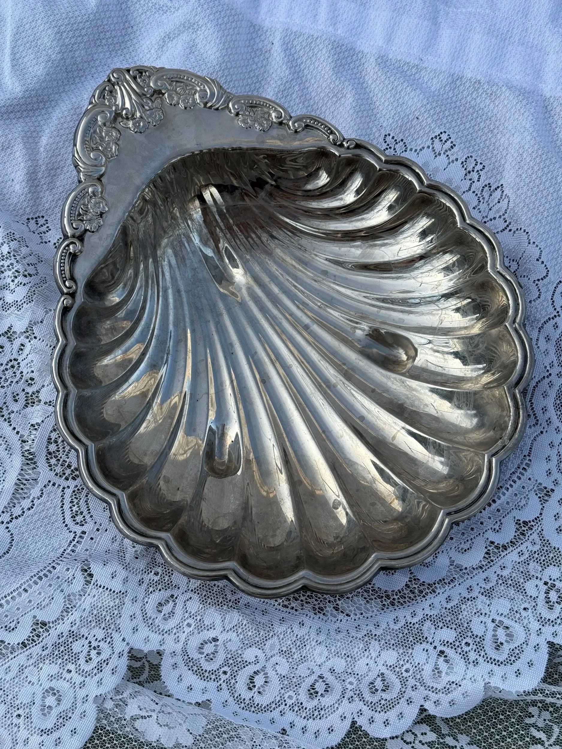 Large Silver Shell Tray