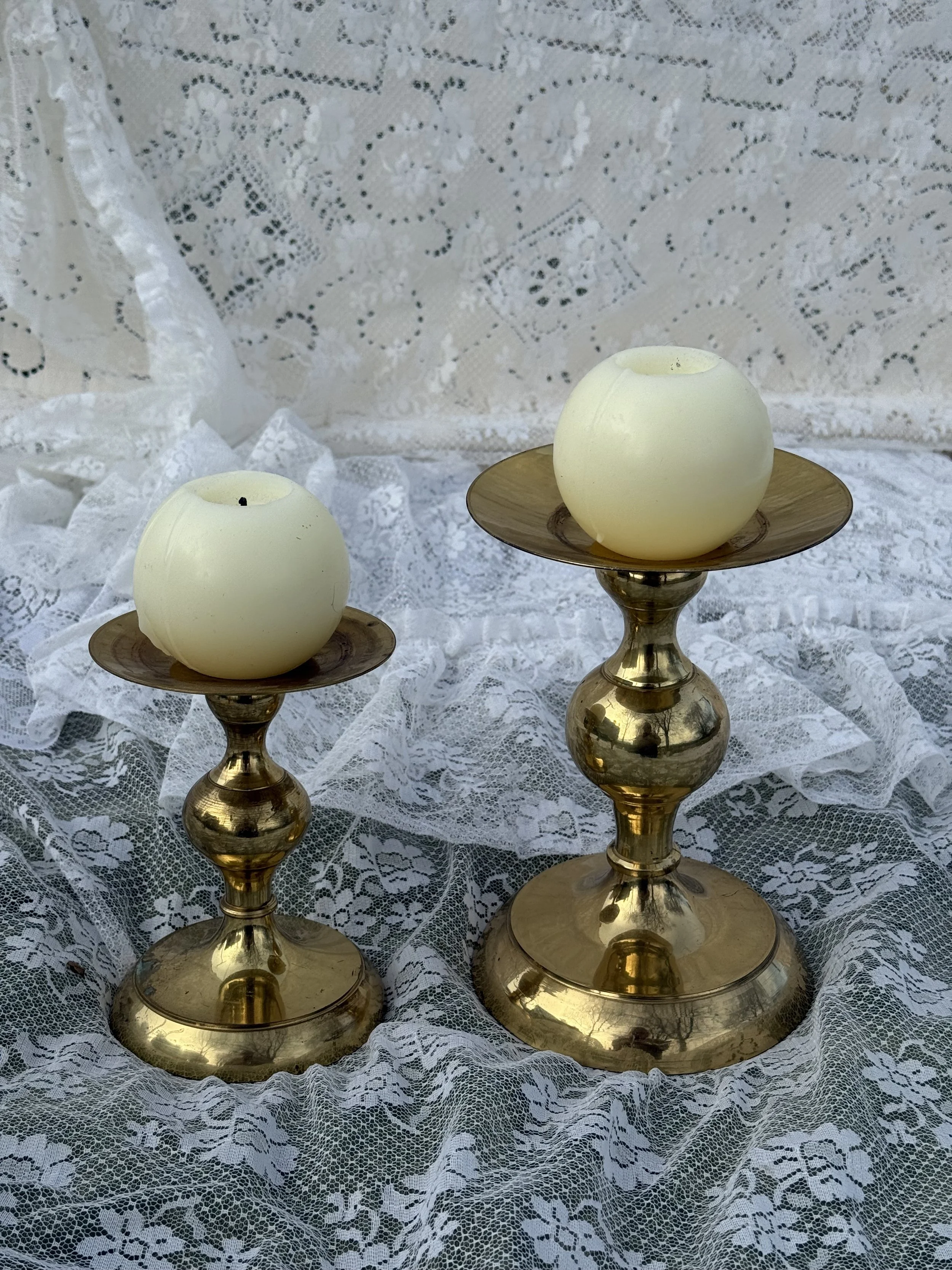 Large Brass Candle Holders