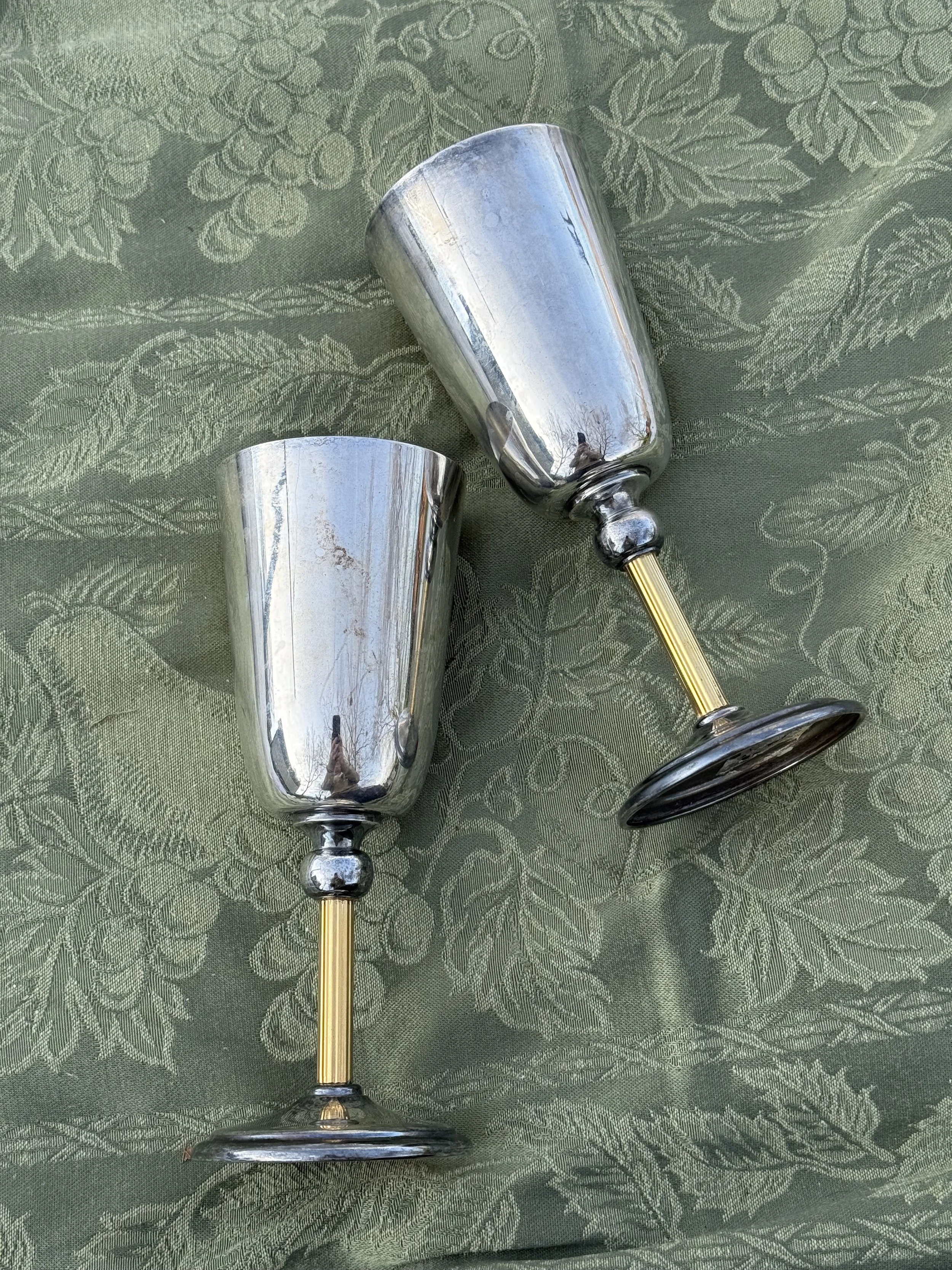 Silver and Brass Wine Goblets