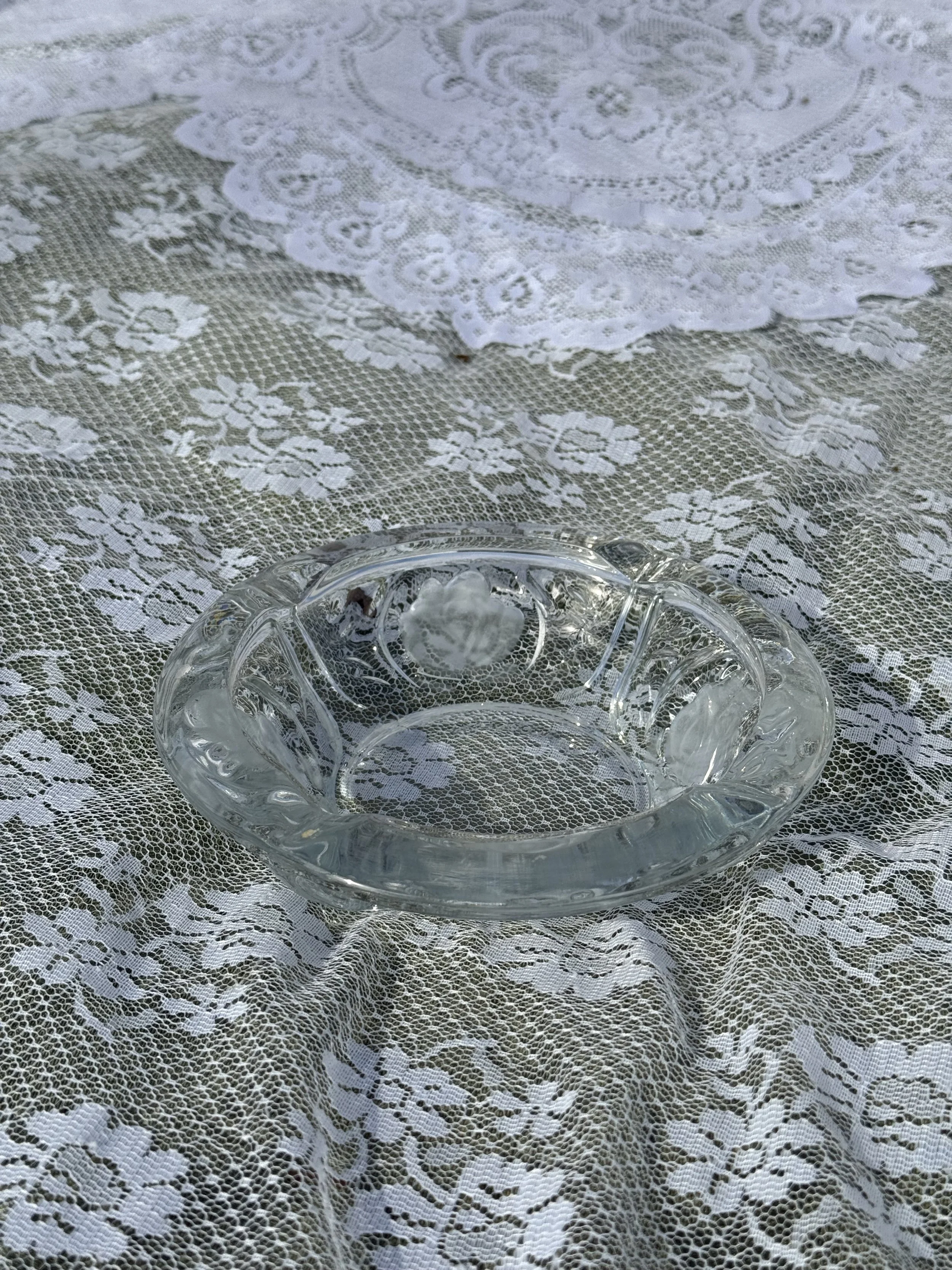 Frosted Rose Glass Ashtray