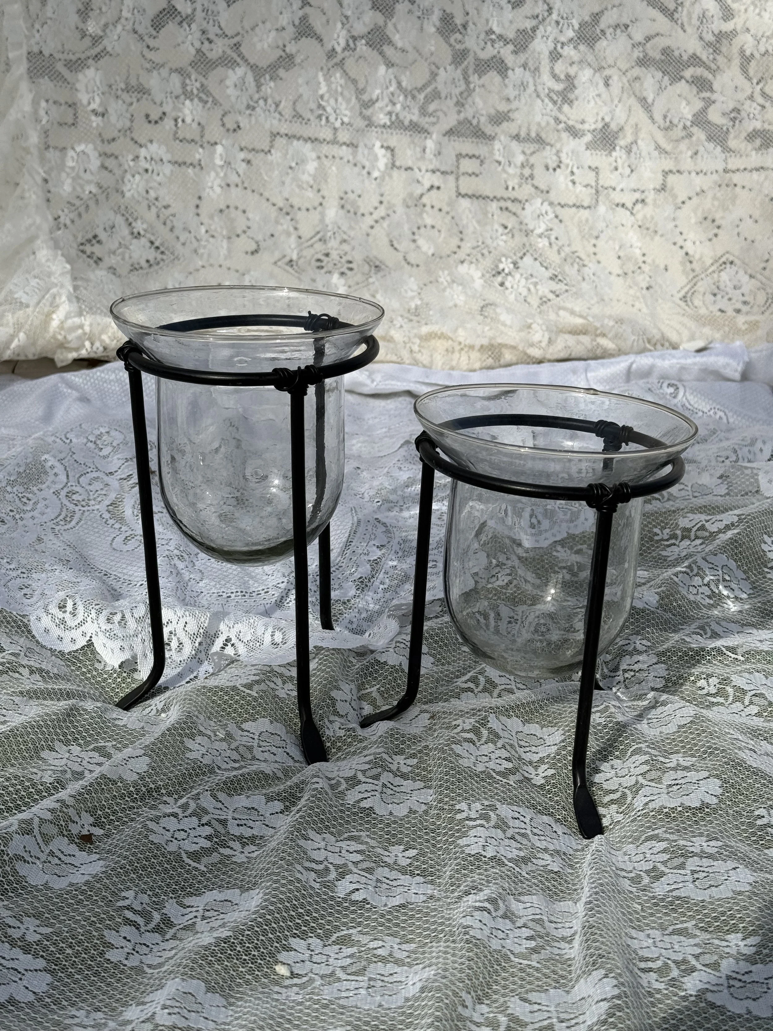 Glass Vessels in Iron Stands