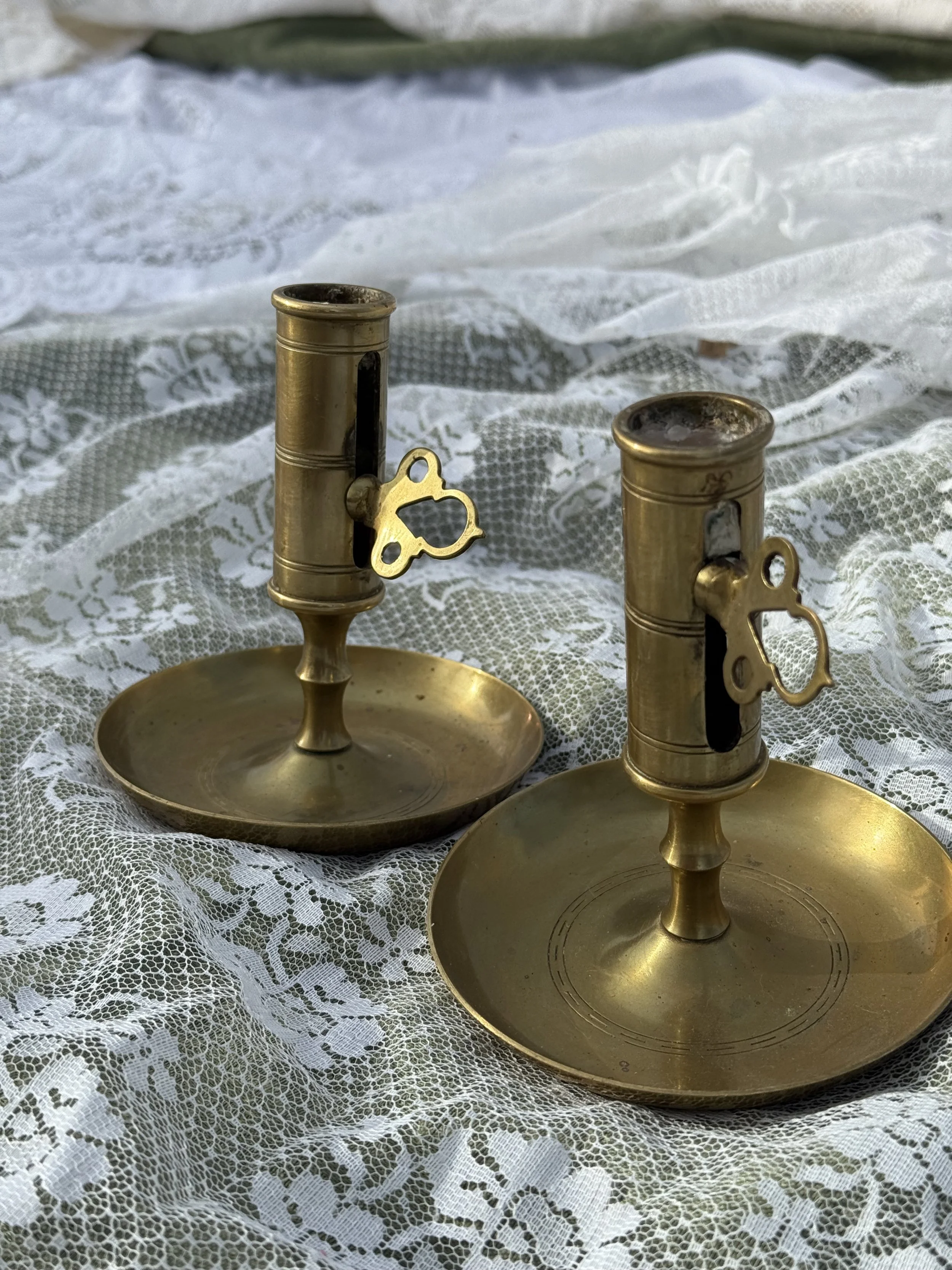 Skultuna Office Brass Key Candle Holders